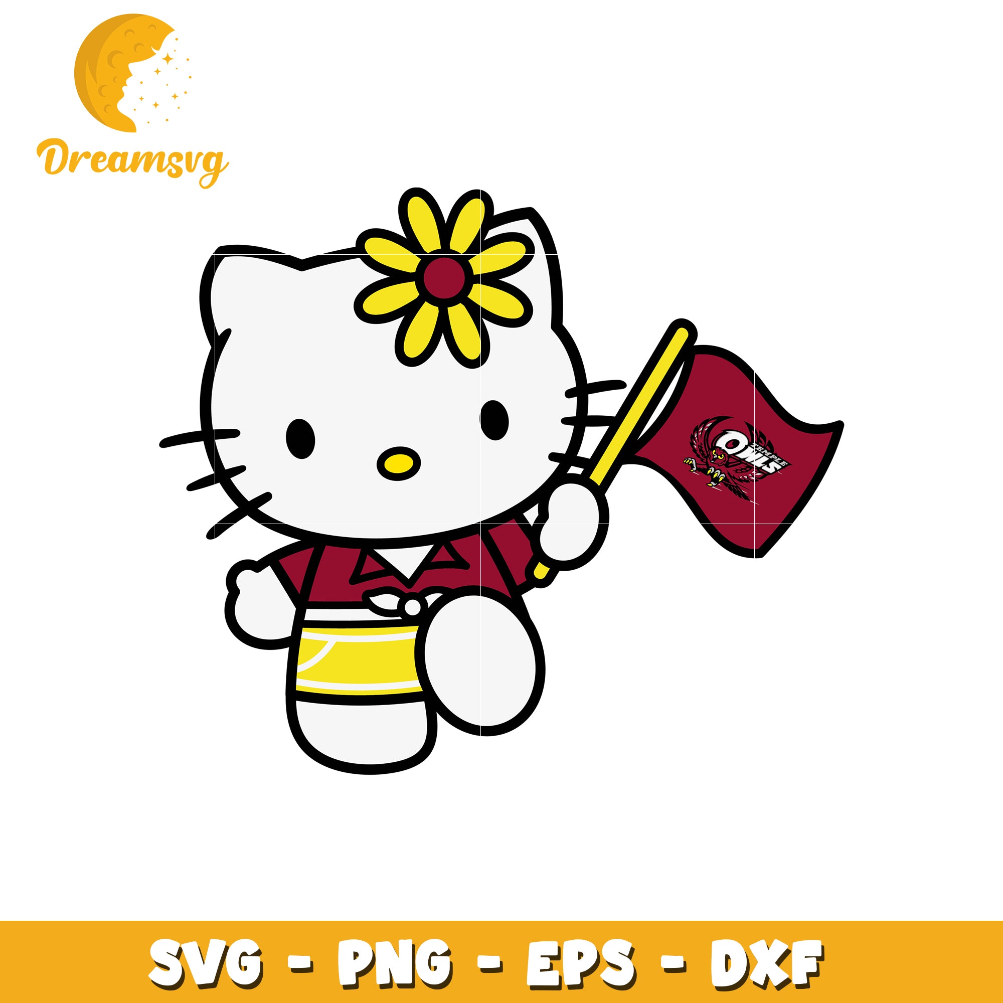 Hello Kitty Floral Flag SVG Design for Crafts