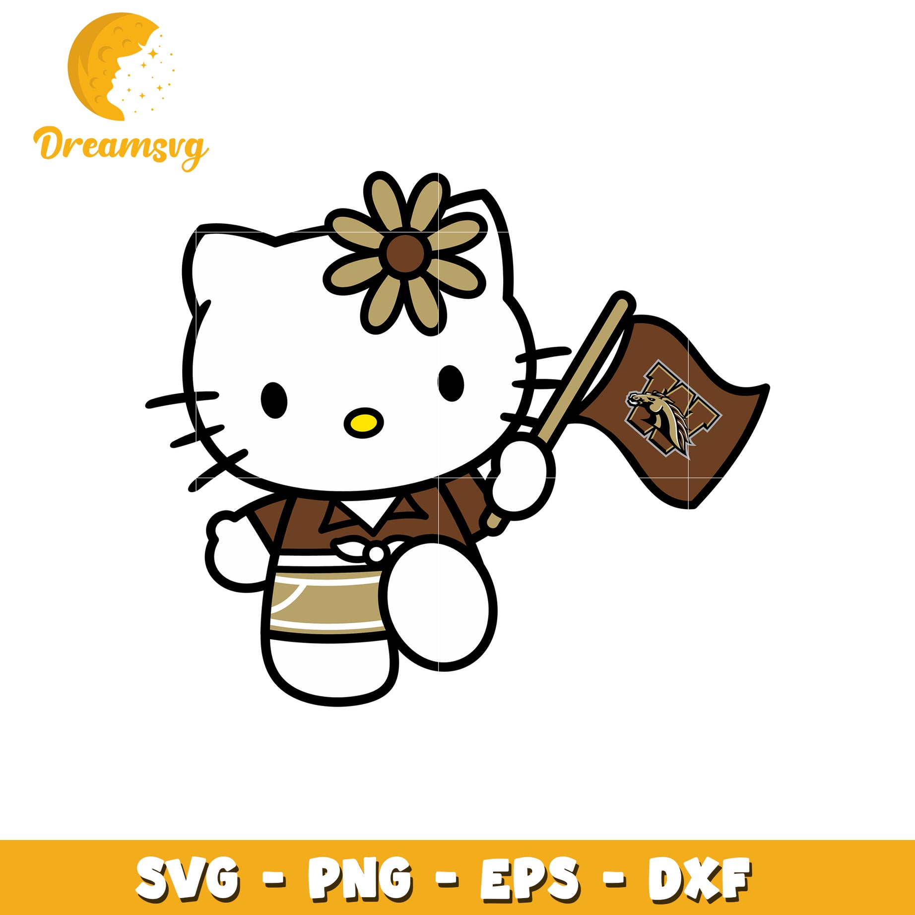 Hello Kitty Flower Flag SVG Design for Crafts