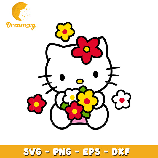 Hello Kitty Flowers SVG Cut File