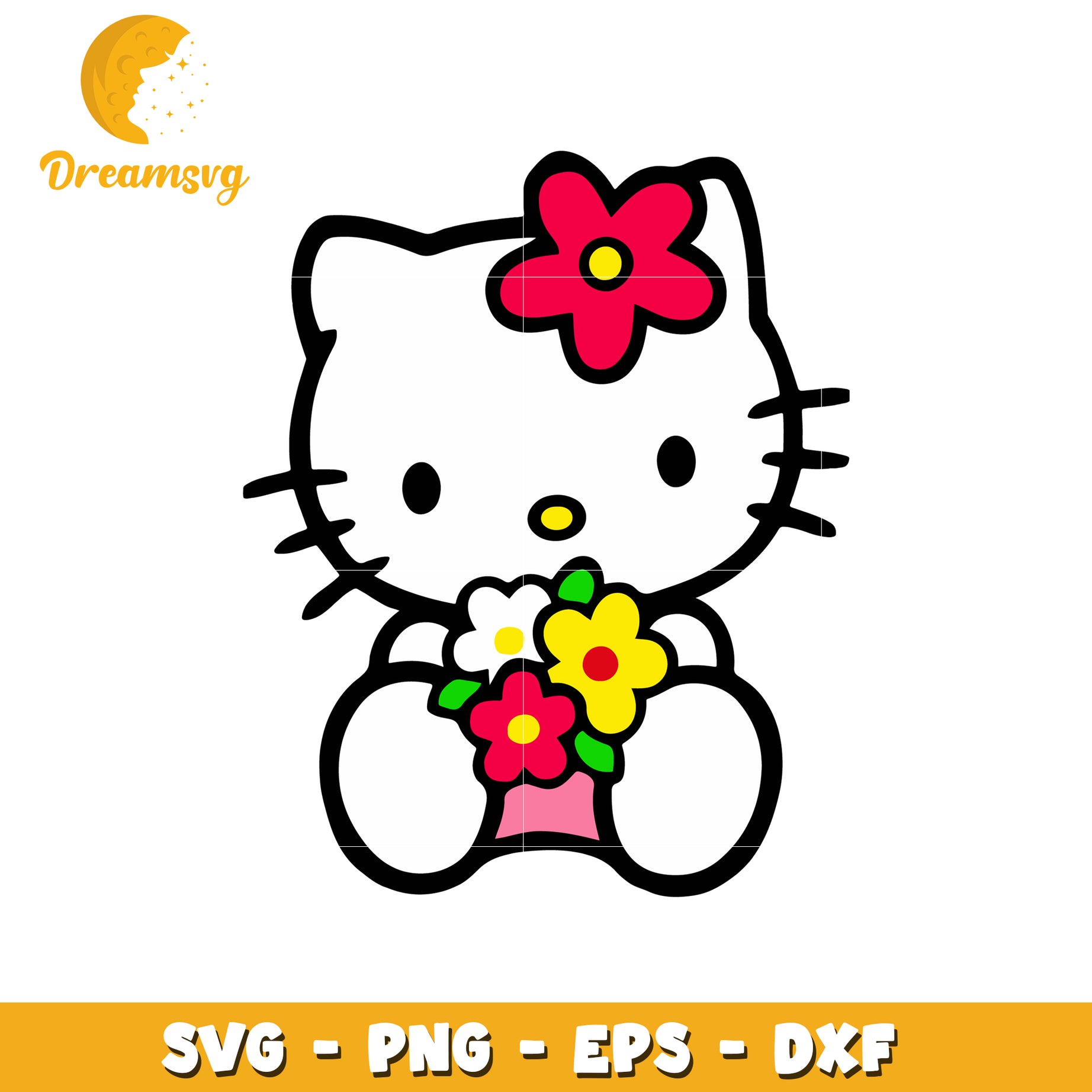 Hello Kitty Flowers SVG PNG EPS DXF