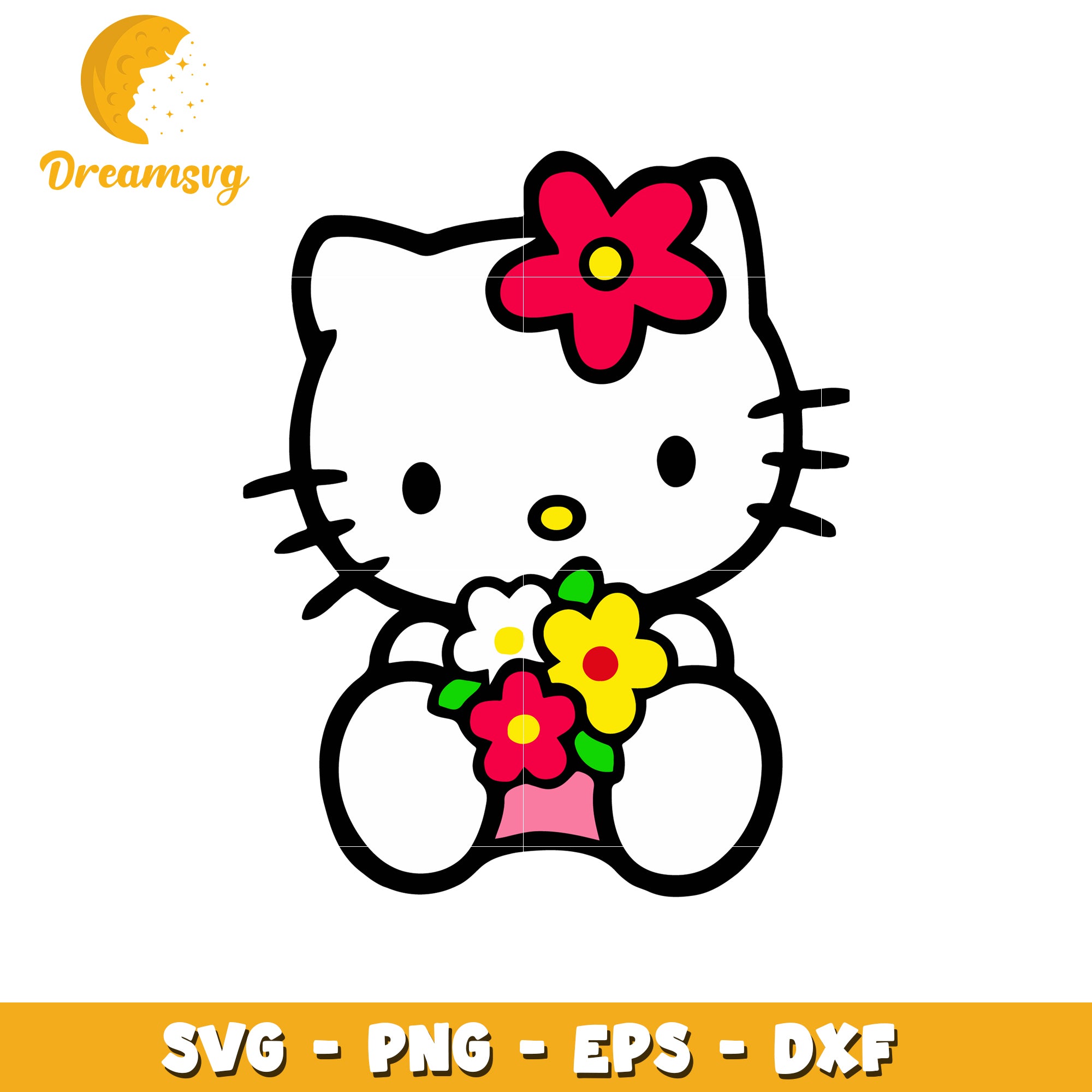 Hello Kitty Flowers SVG PNG EPS DXF