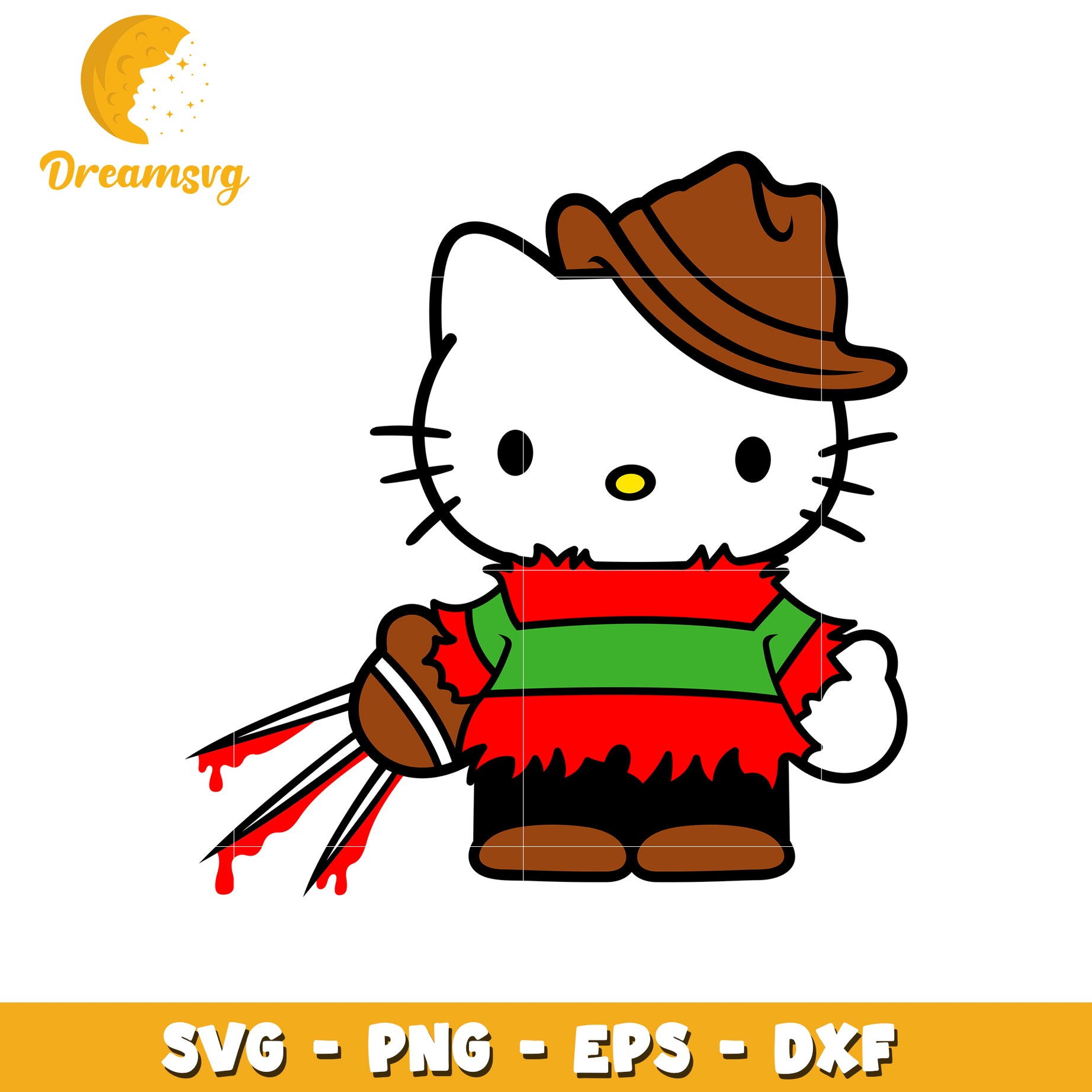 Hello Kitty Freddy Krueger SVG PNG EPS DXF