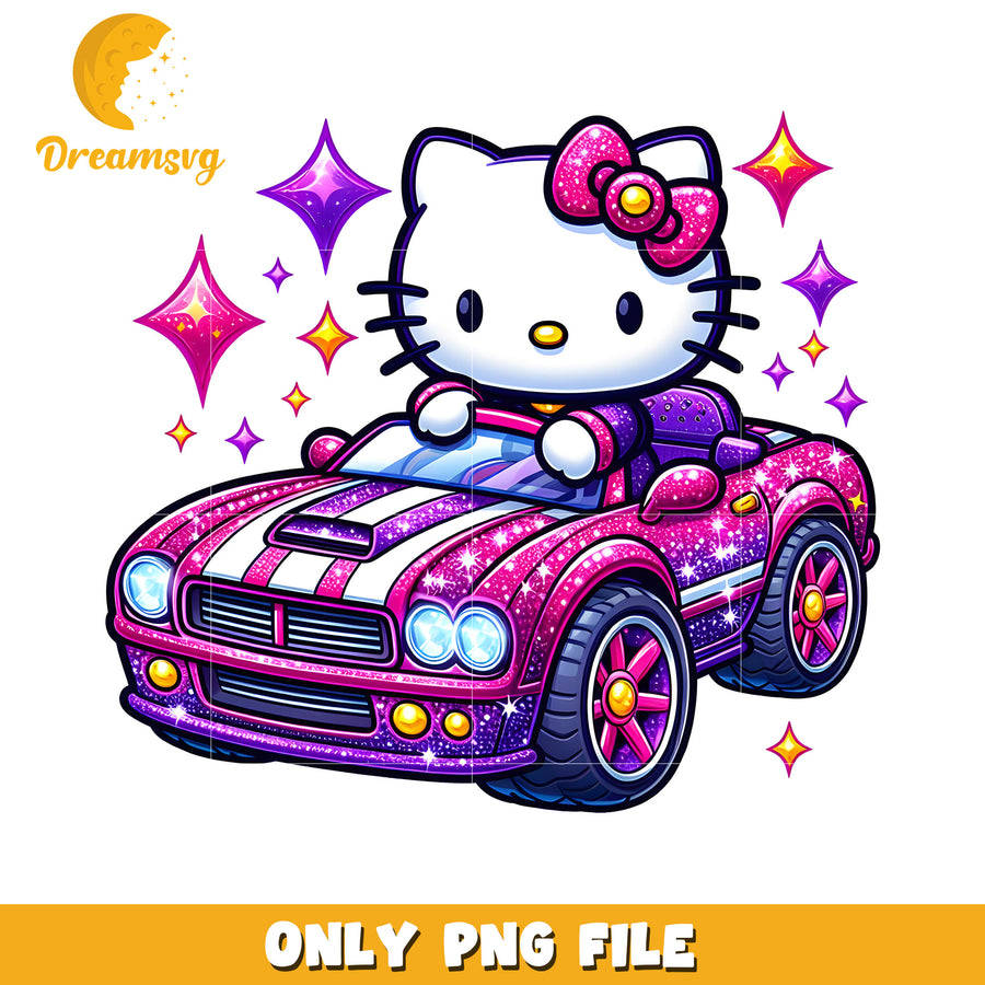 Hello Kitty Glitter Car PNG