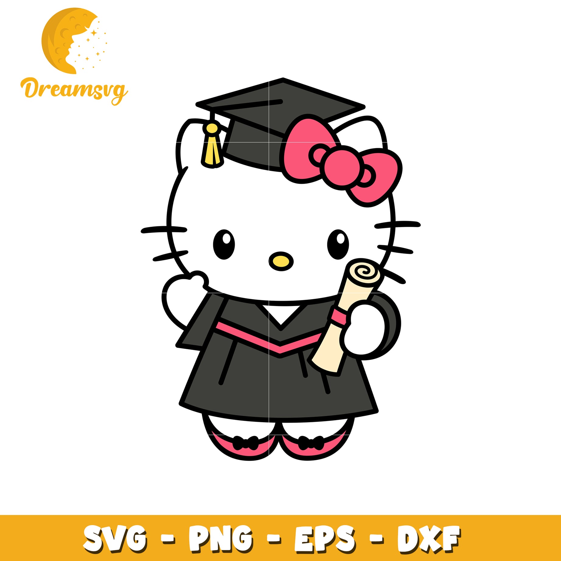 Hello Kitty Graduation SVG Cut File