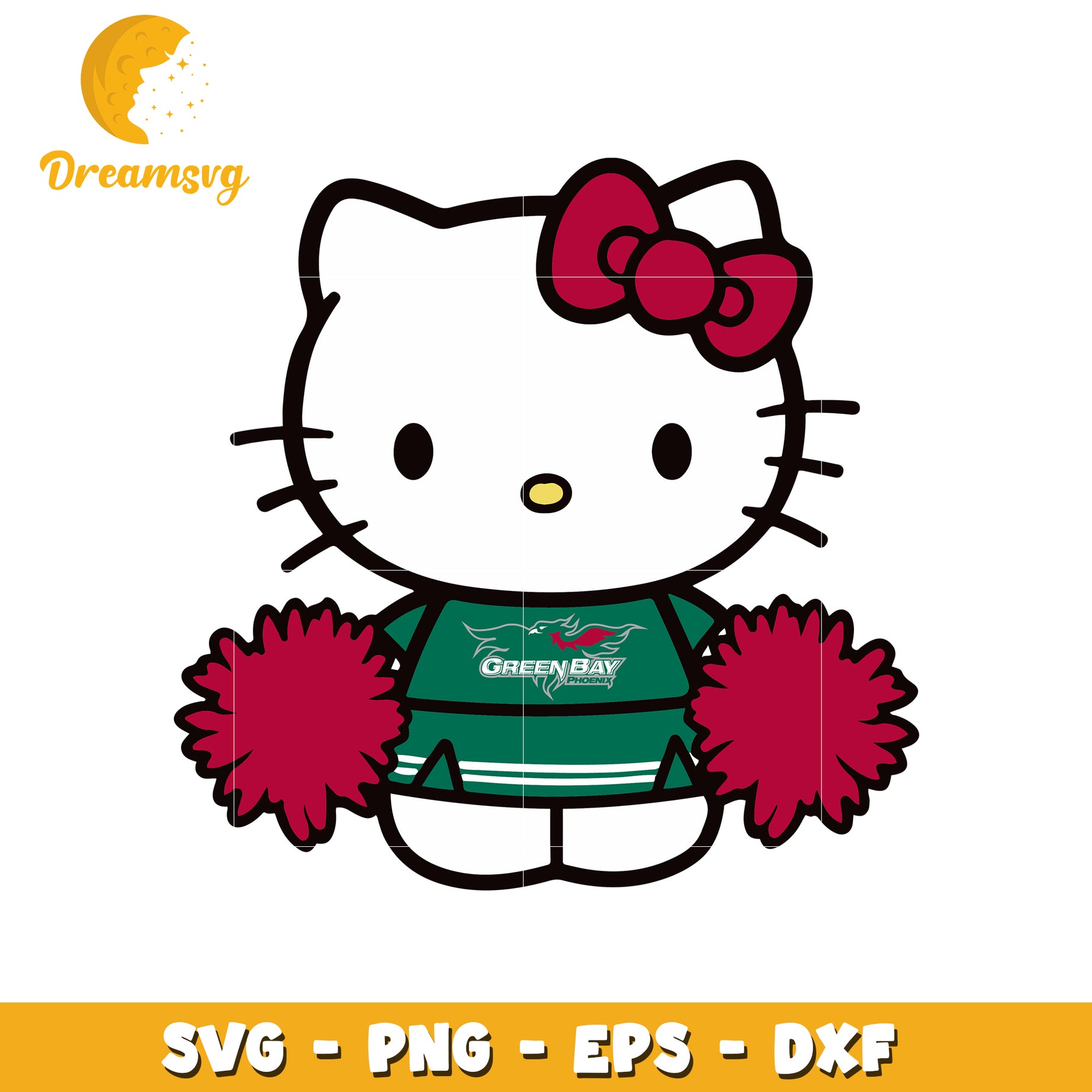 Hello Kitty Green Bay Cheerleader SVG Design File