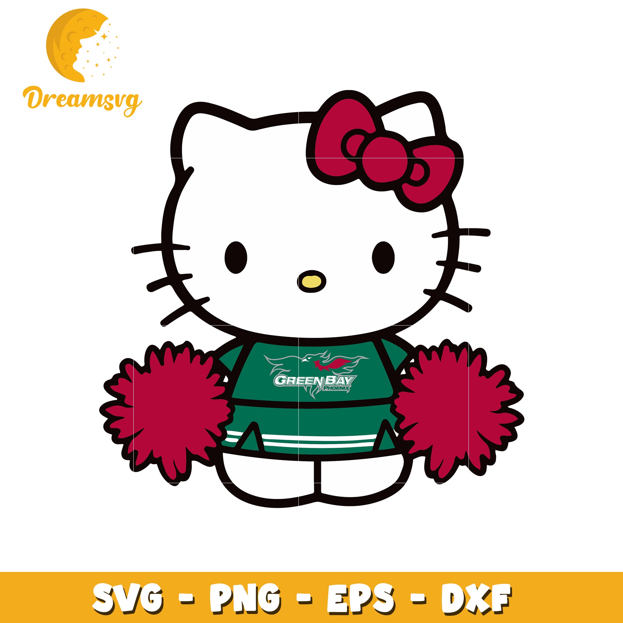 Hello Kitty Green Bay Cheerleader SVG Design File