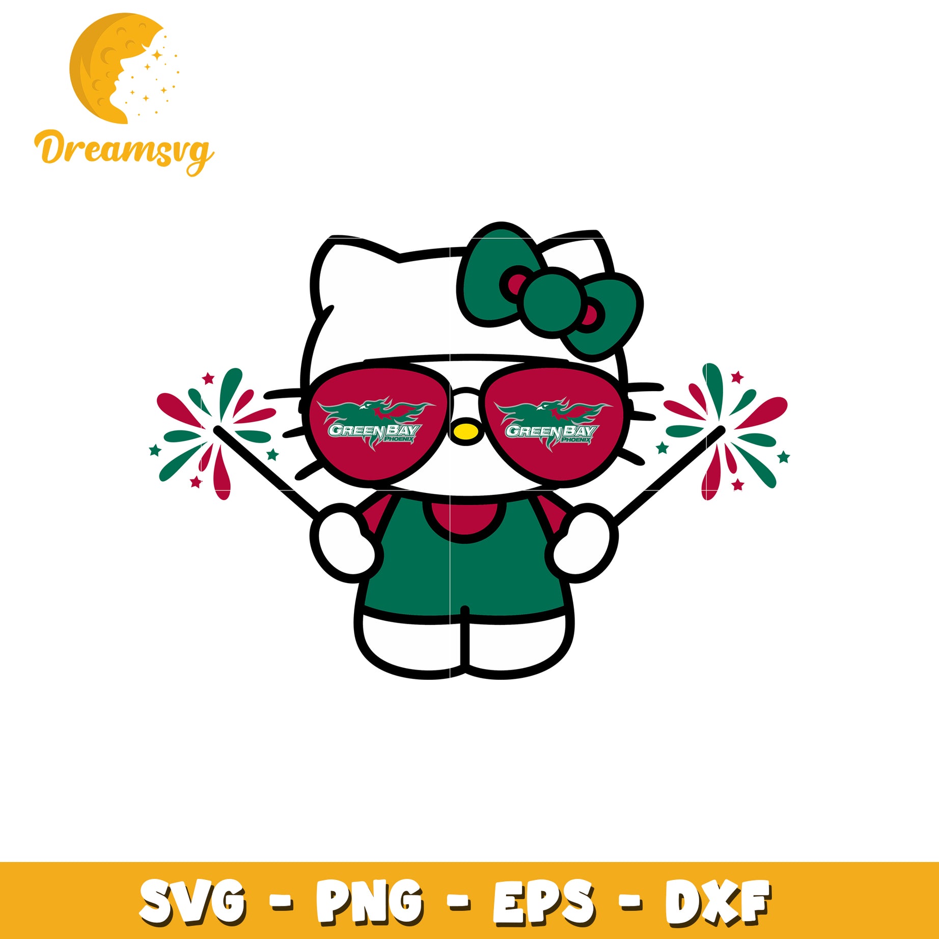 Hello Kitty Green Bay Football SVG Design File