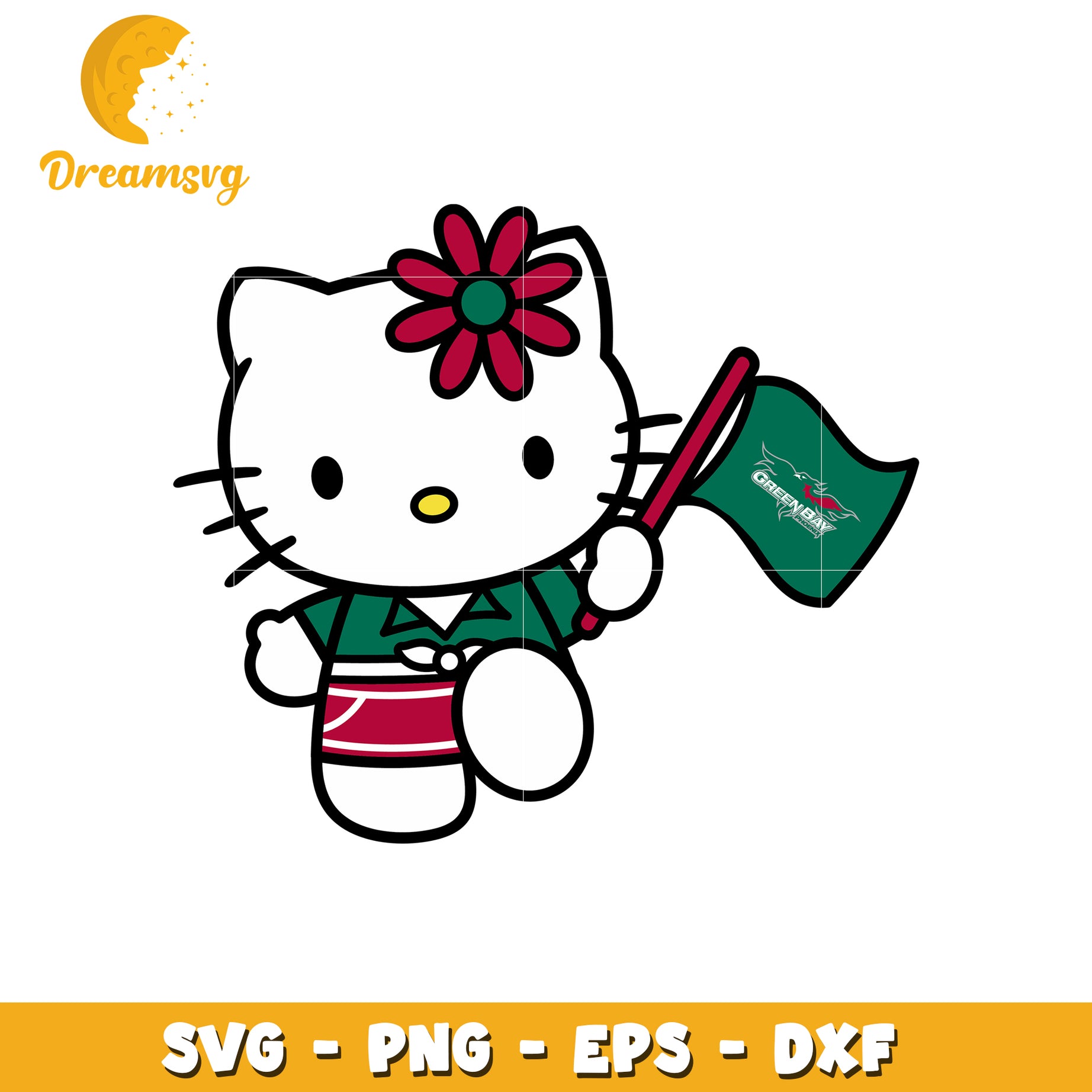 Hello Kitty Green Bay SVG Design