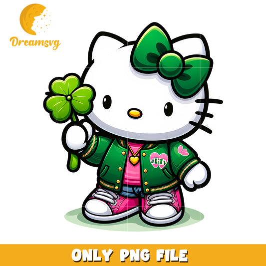 Hello Kitty Green Jacket with Shamrock PNG Download File
