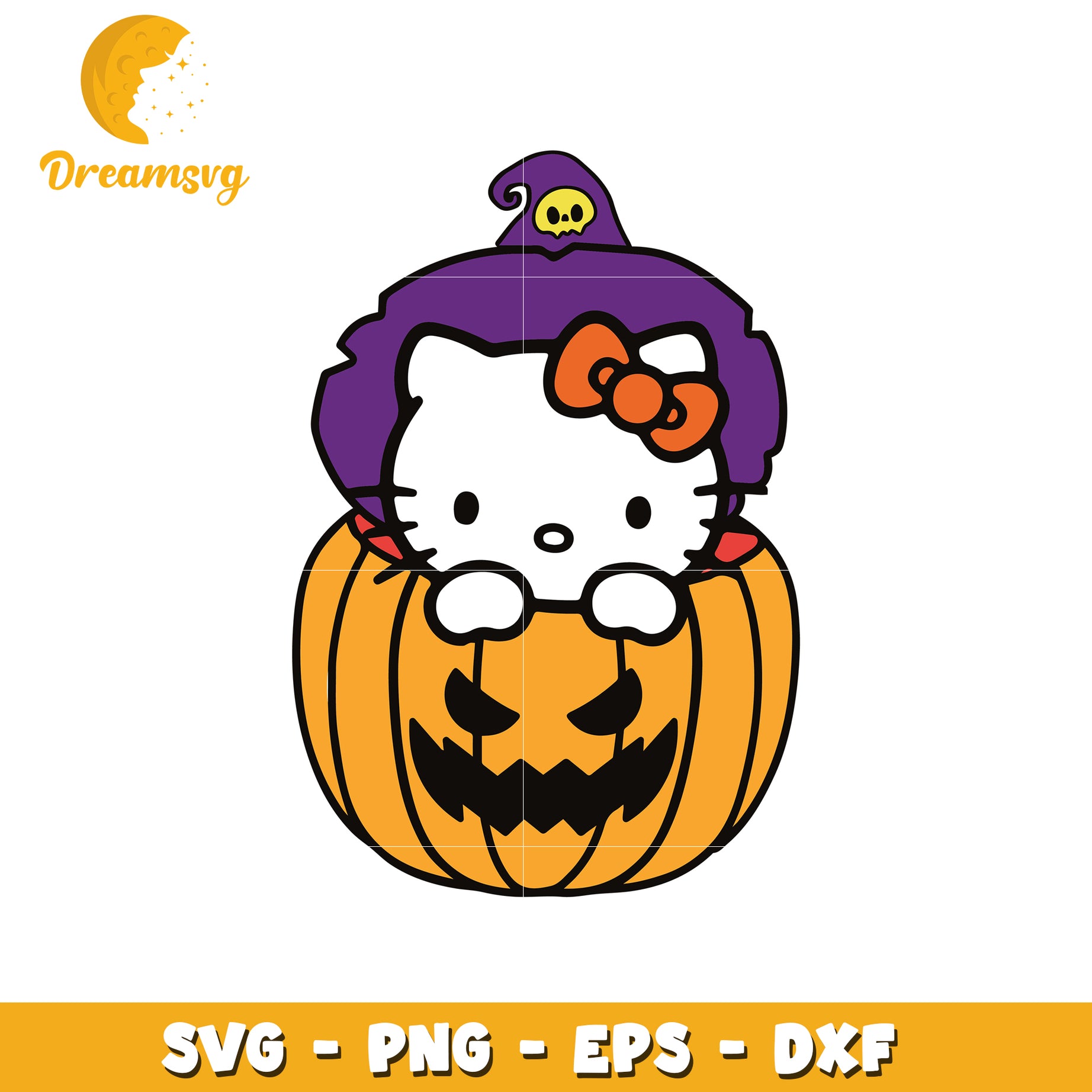 Hello Kitty Halloween Pumpkin SVG Clipart for Crafts Designs