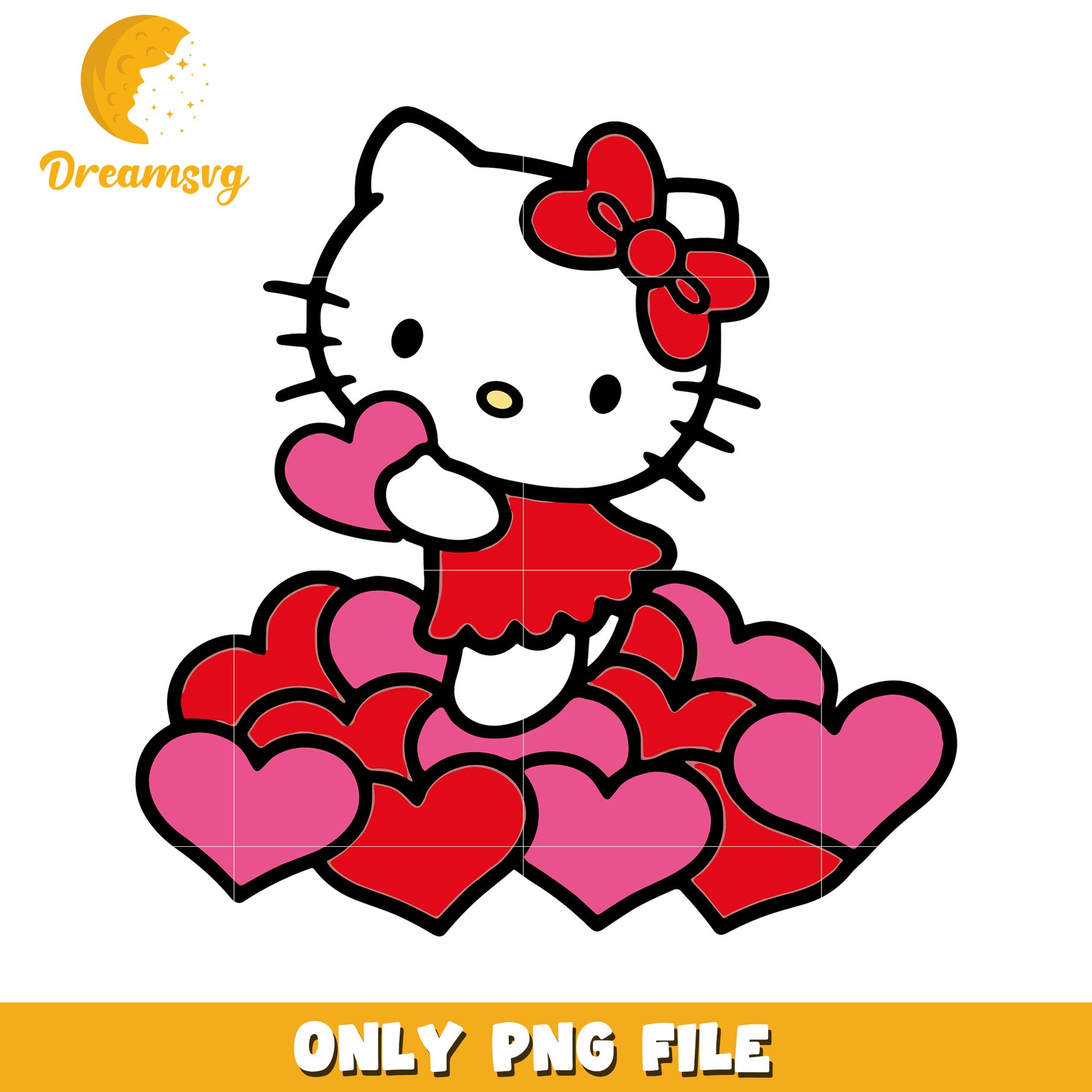 Hello Kitty Heart Design PNG File for Cute Crafts