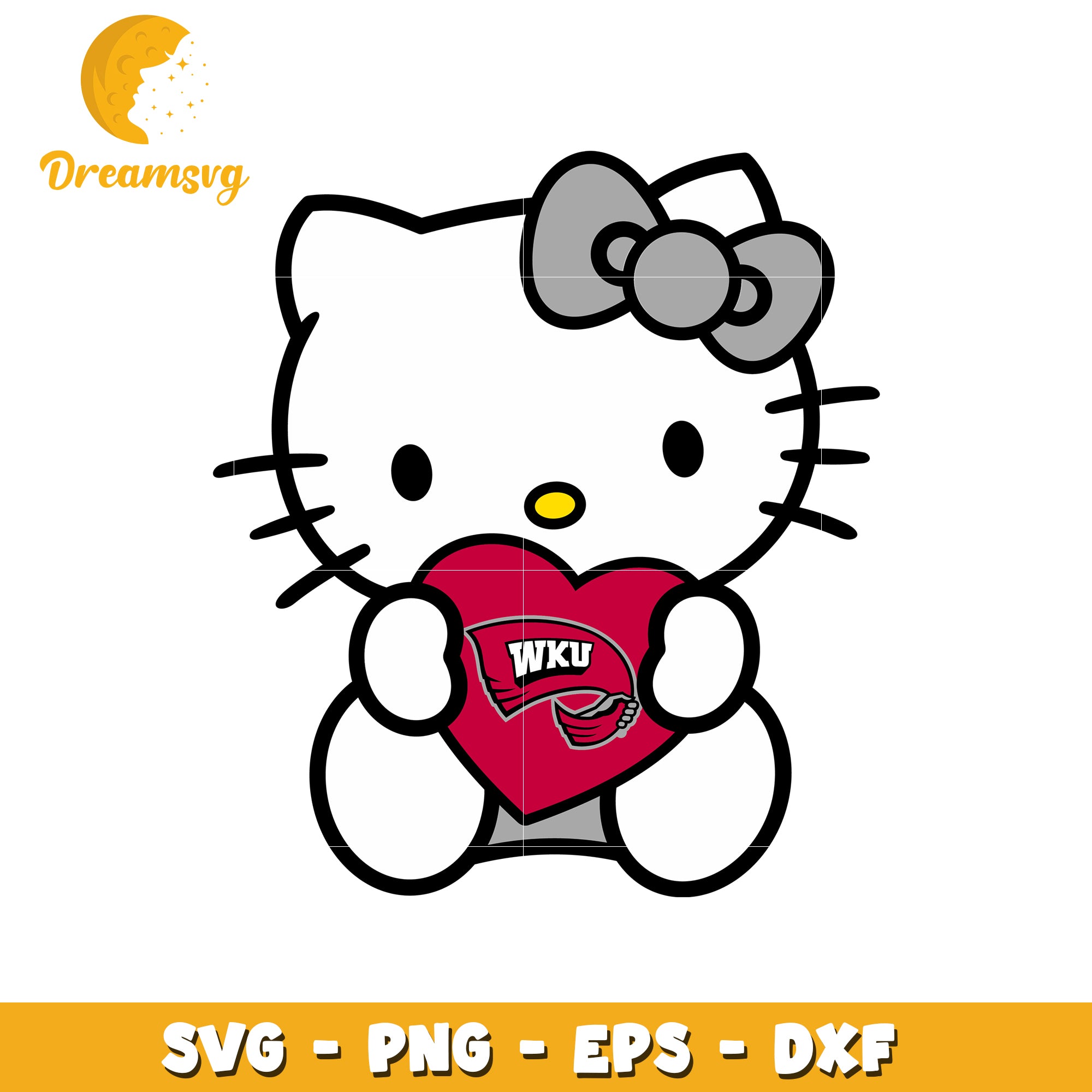 Hello Kitty Heart Design WKU SVG Clipart File