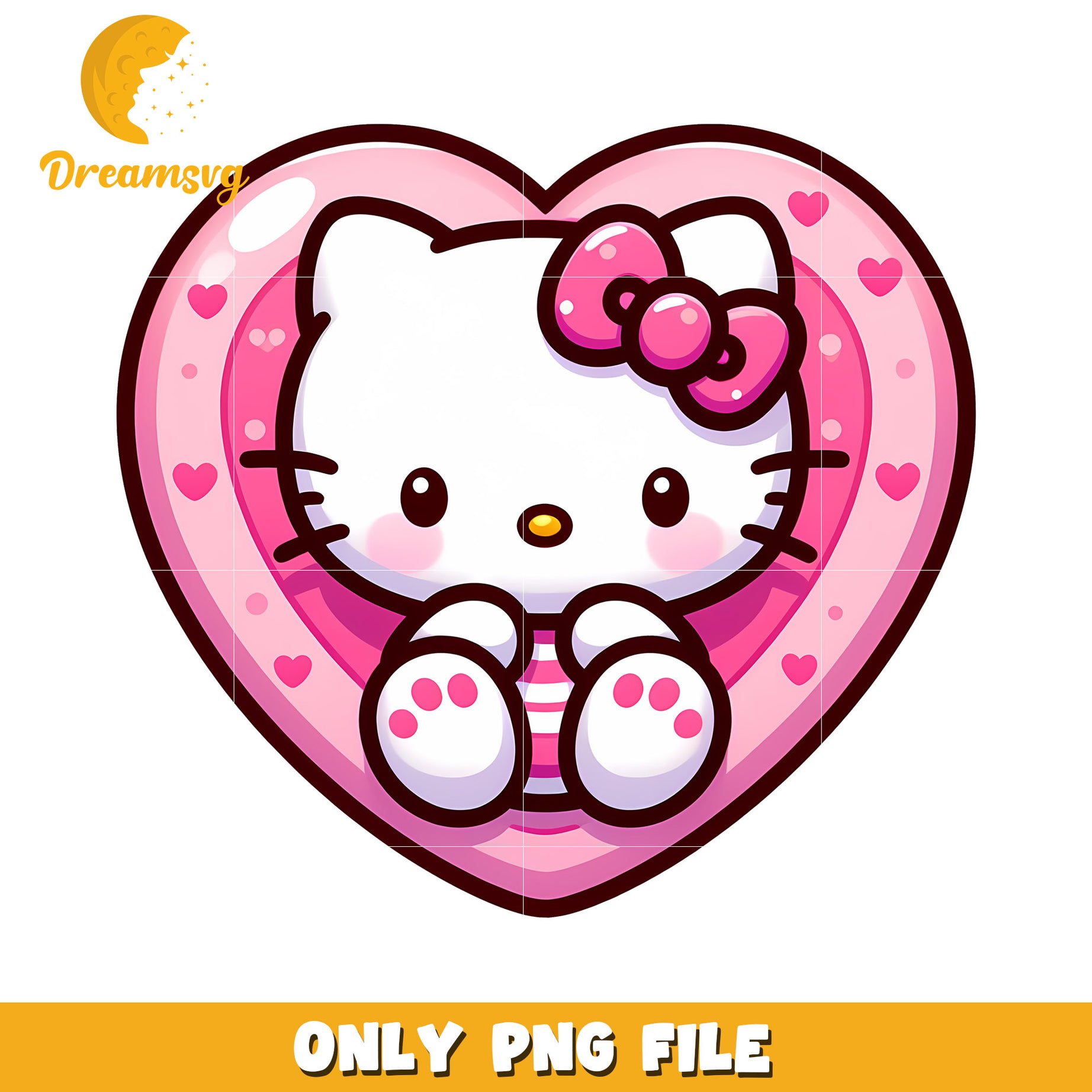 Hello Kitty Heart PNG Cute Cartoon Image