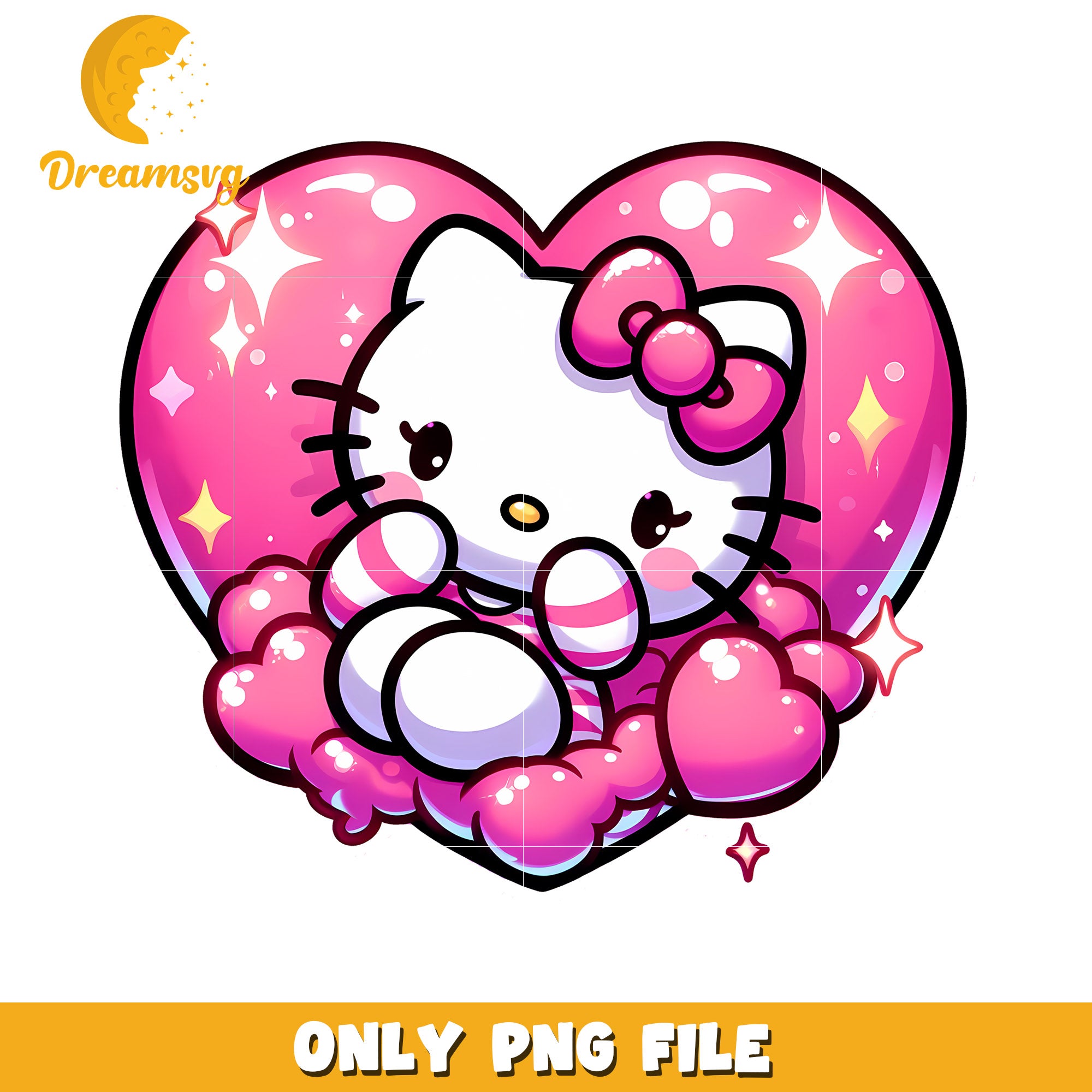 Hello Kitty Heart PNG Cute Kawaii Clipart – DreamSVG Store