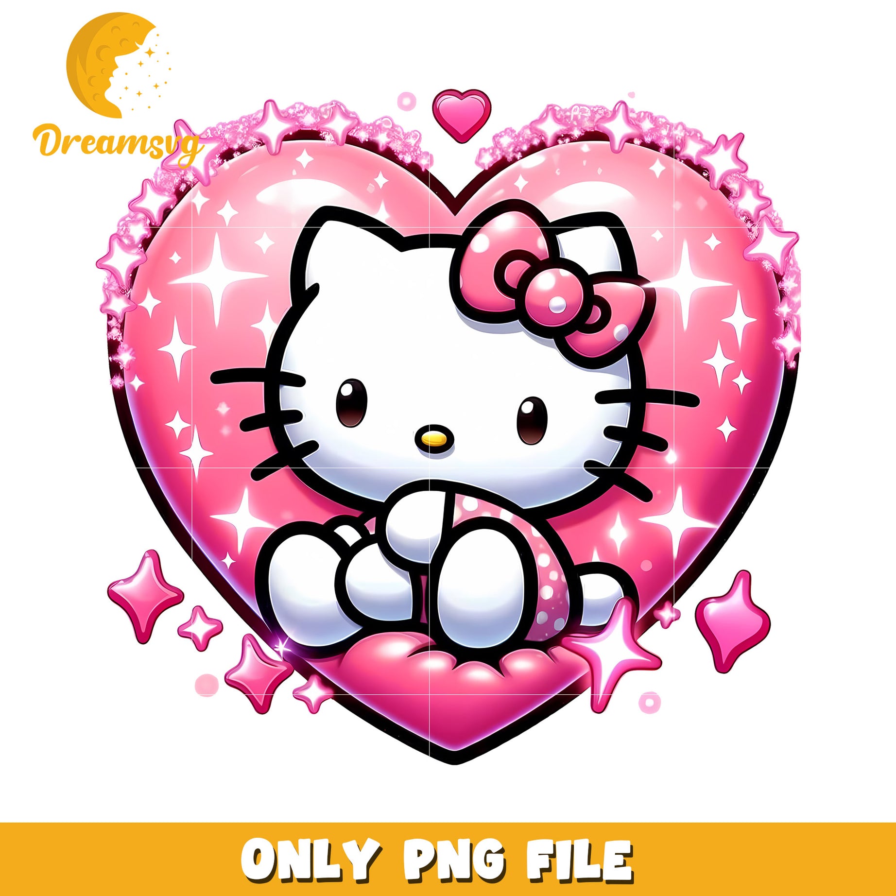 Hello Kitty Heart PNG Cute Kawaii Glitter