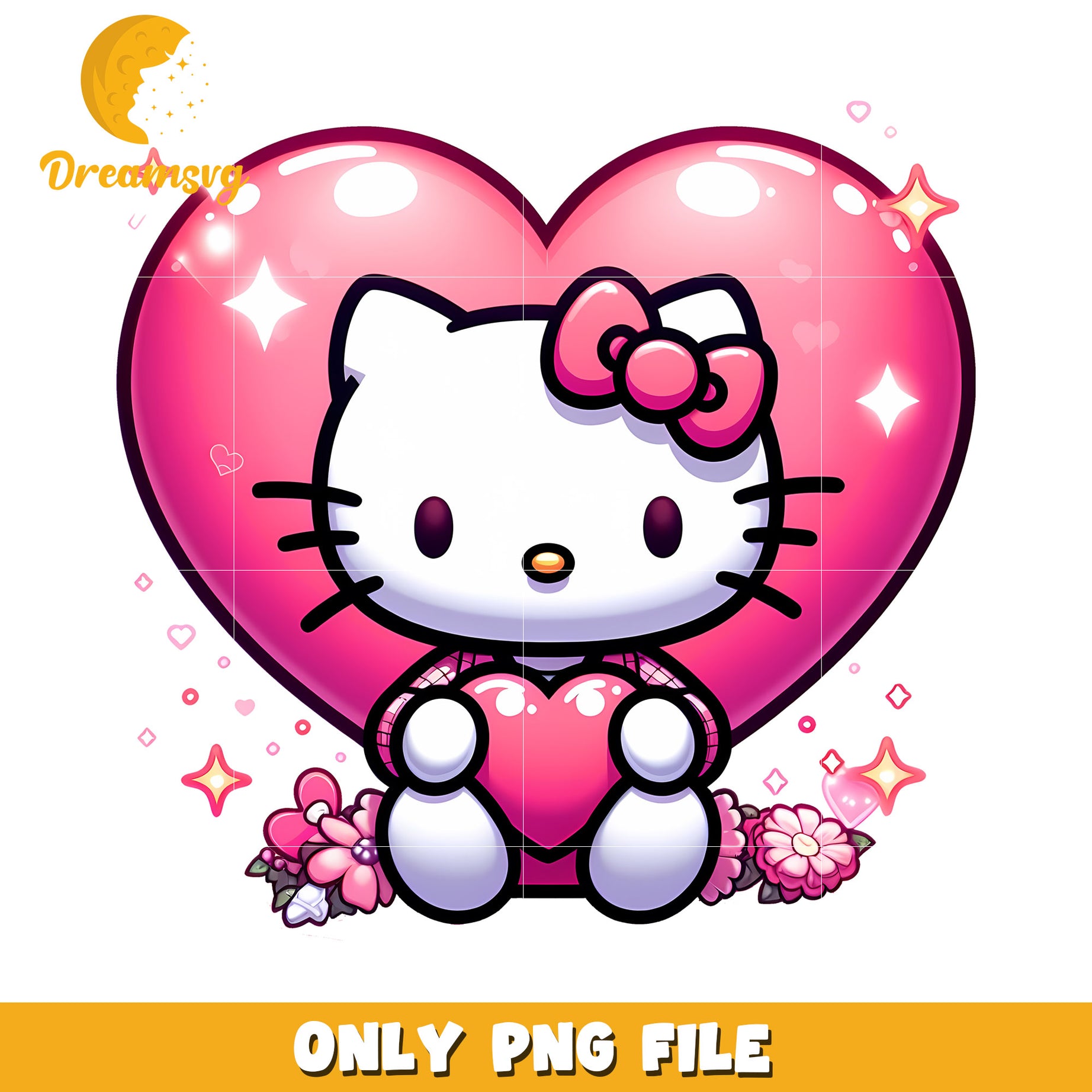 Hello Kitty Heart PNG Sublimation Design