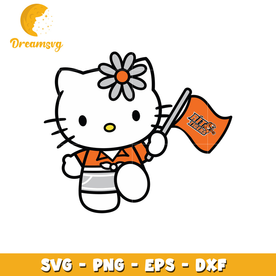 Hello Kitty Holding Flag SVG Design for Fans