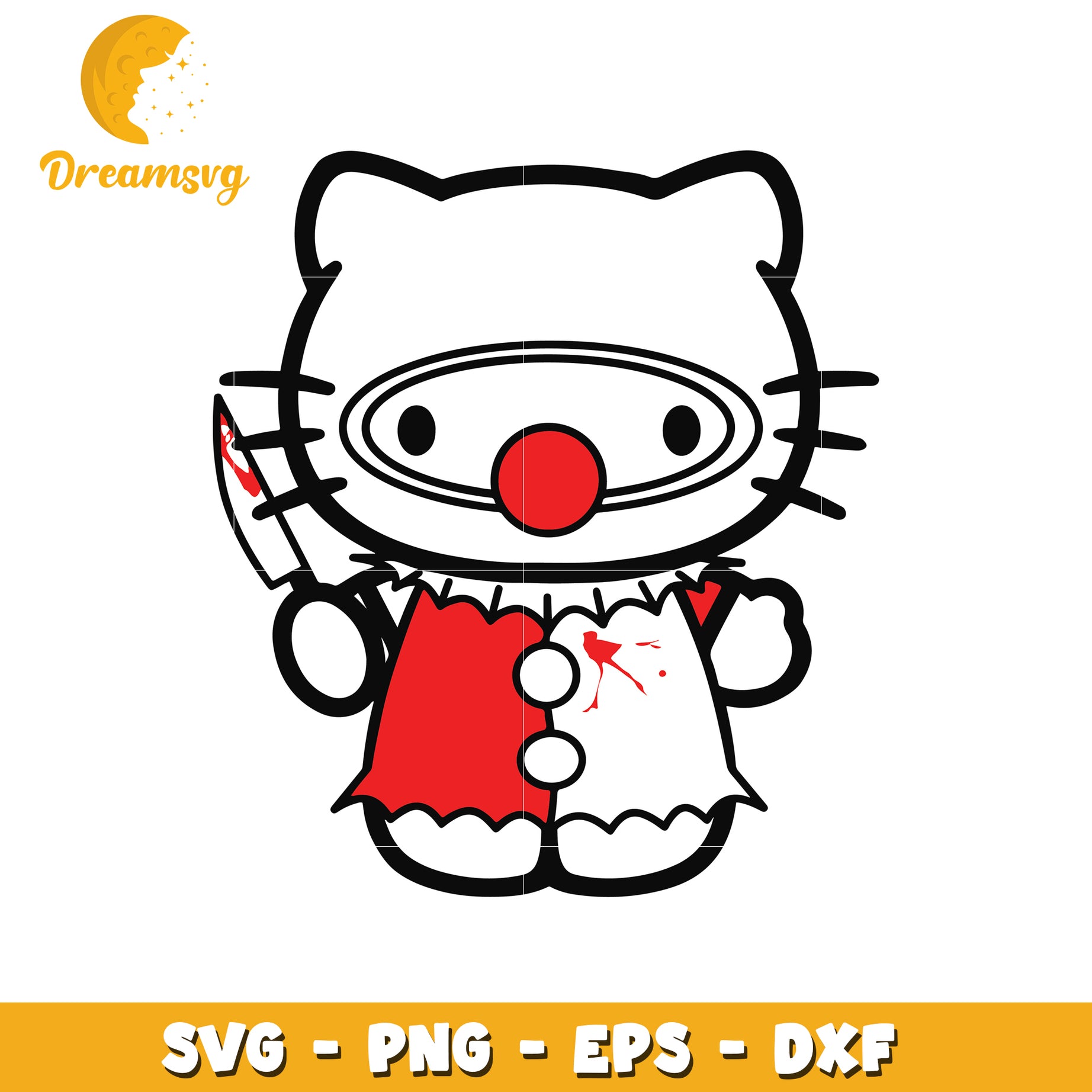 Hello Kitty Killer Clown SVG PNG EPS DXF