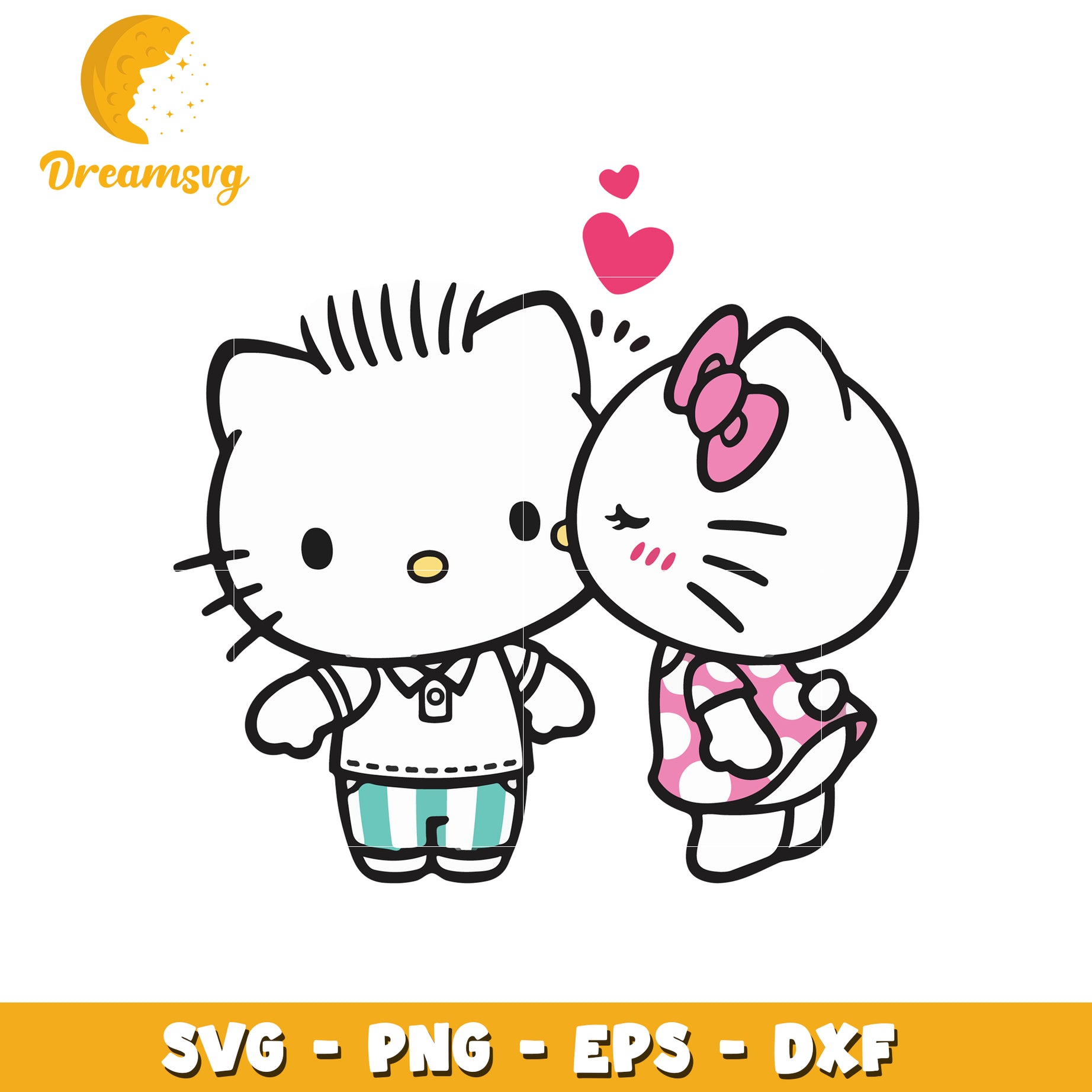 Hello Kitty Kiss SVG PNG EPS DXF Cut File