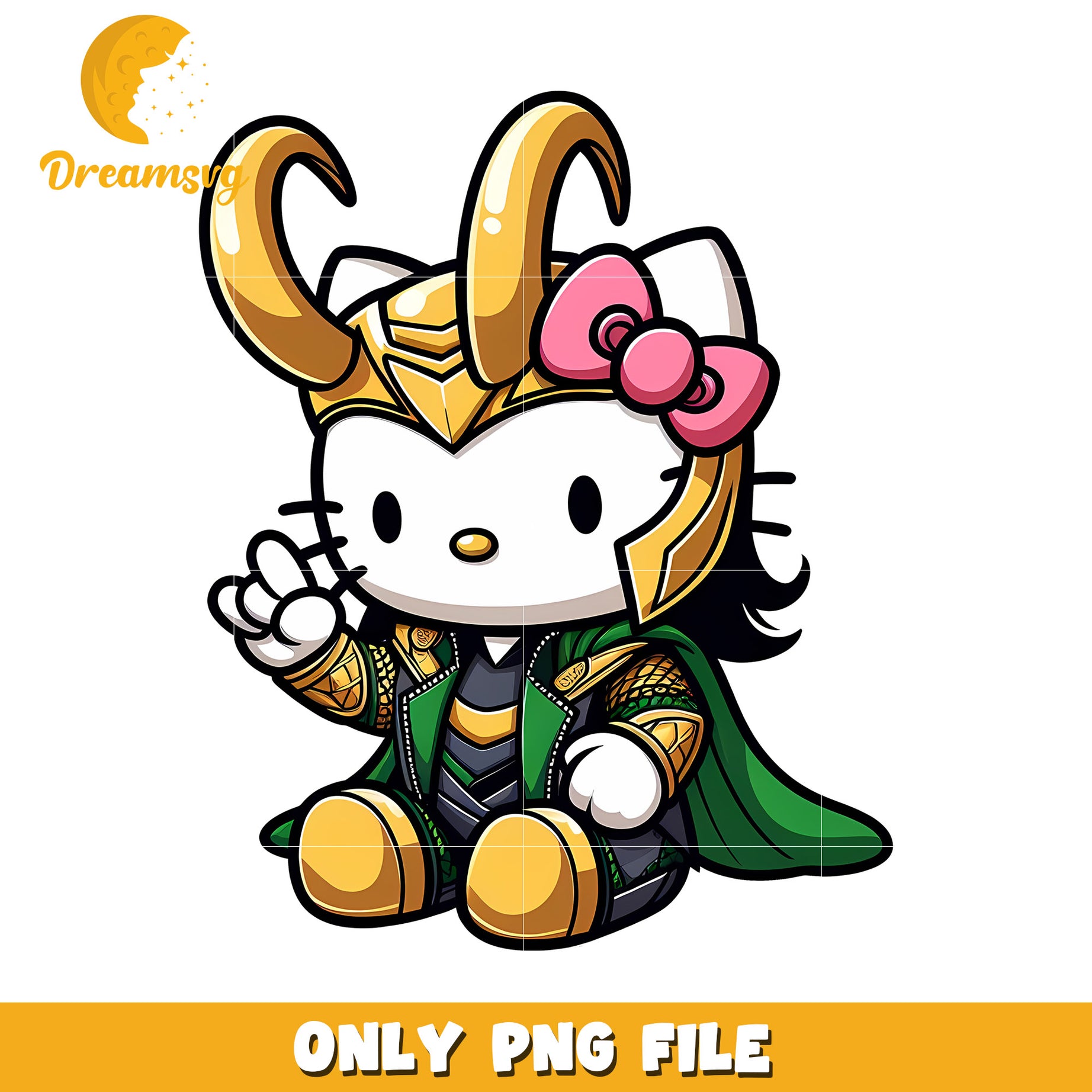 Hello Kitty Loki PNG Cute Marvel Design