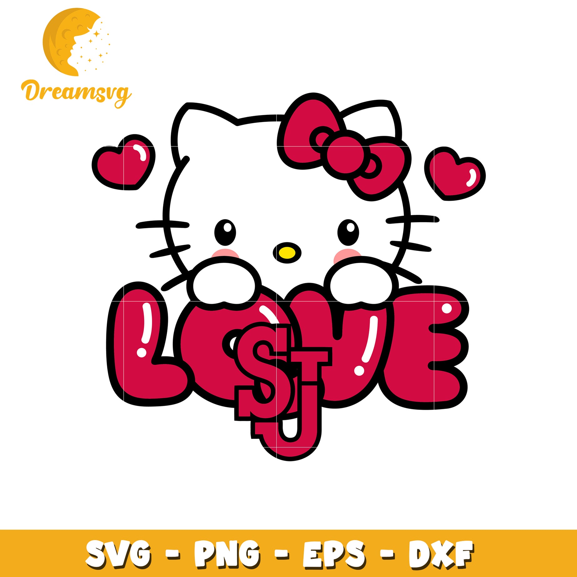 Hello Kitty Love SVG Design Cute Character Art