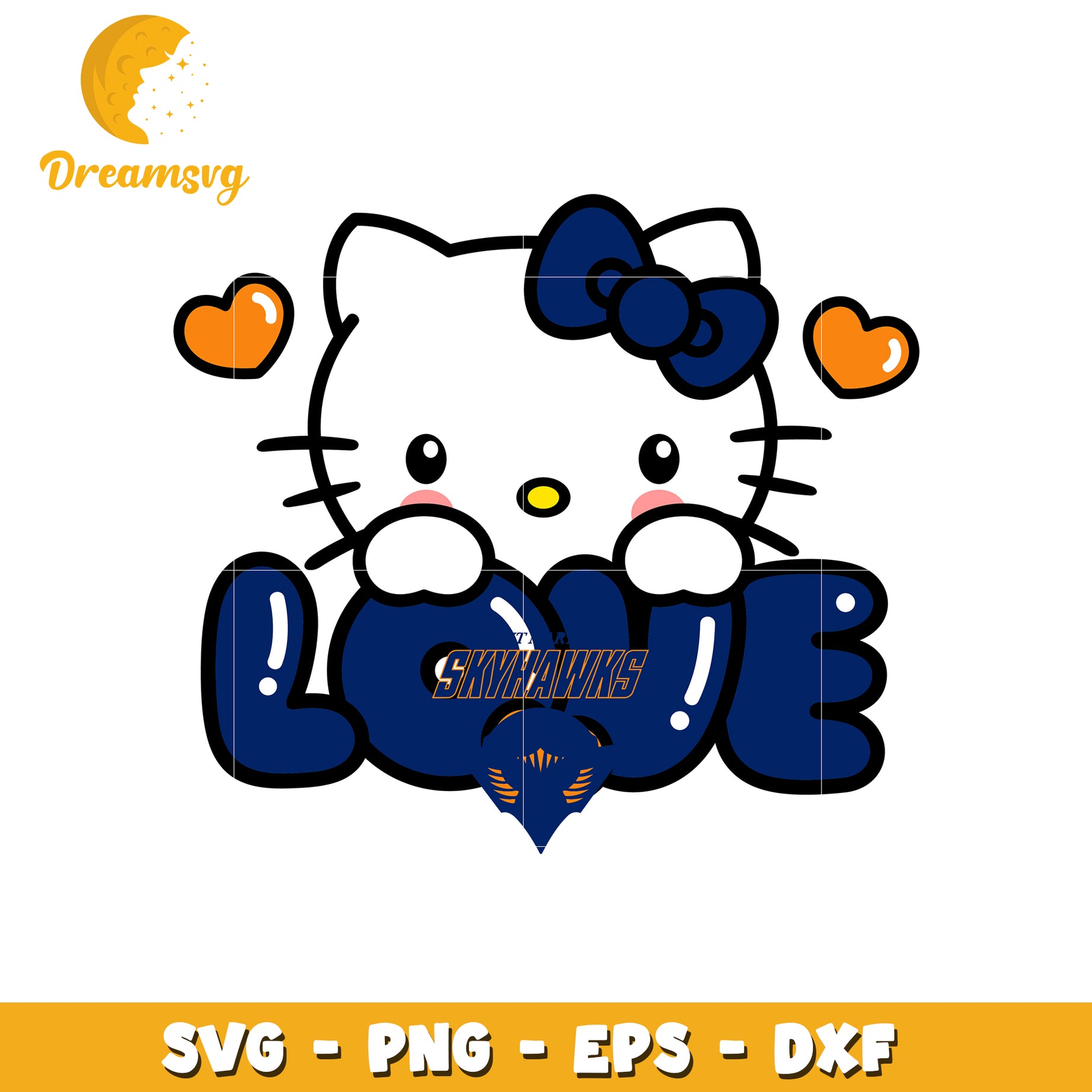 Hello Kitty Love SVG Design for Skyhawks Fans