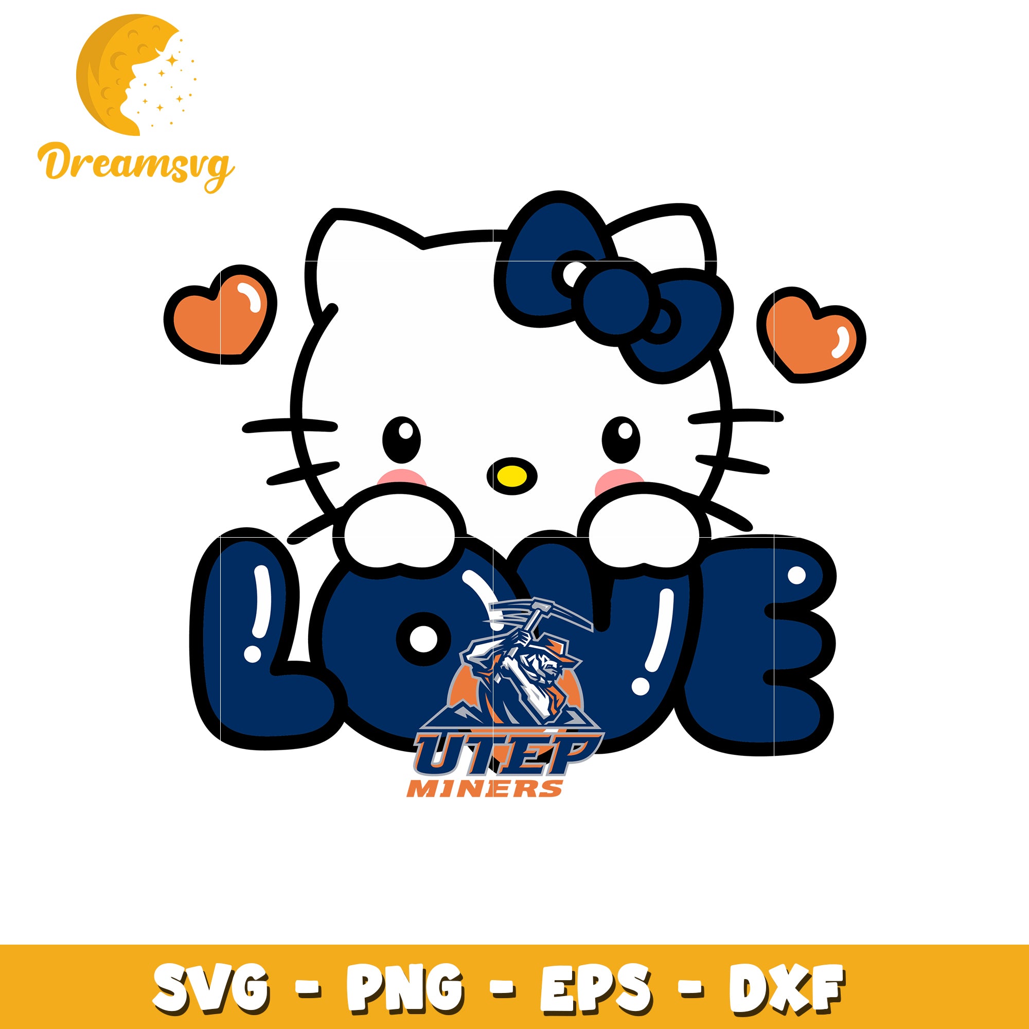 Hello Kitty Love UTEP Miners SVG Design for Fans