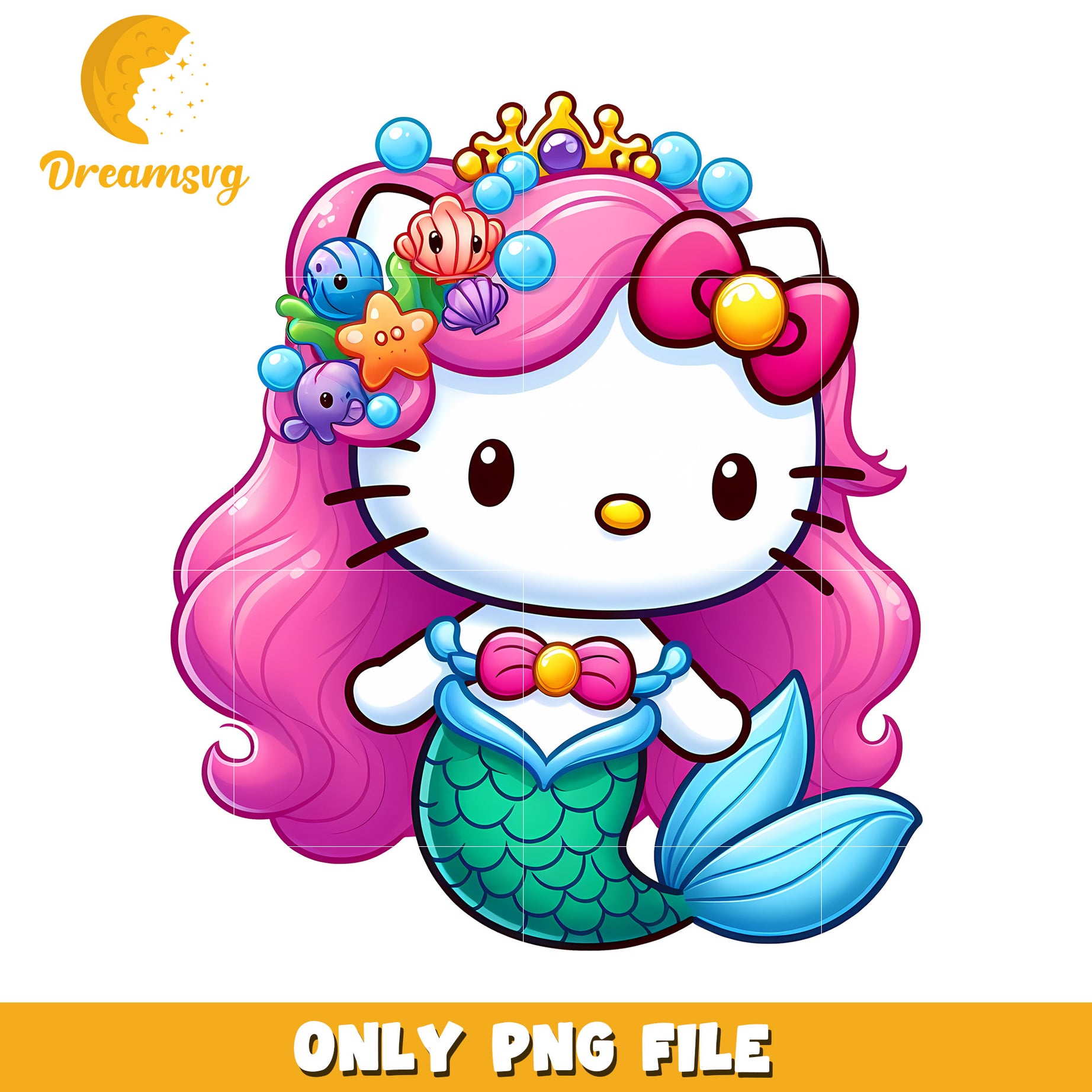 Hello Kitty Mermaid PNG Cute Cartoon