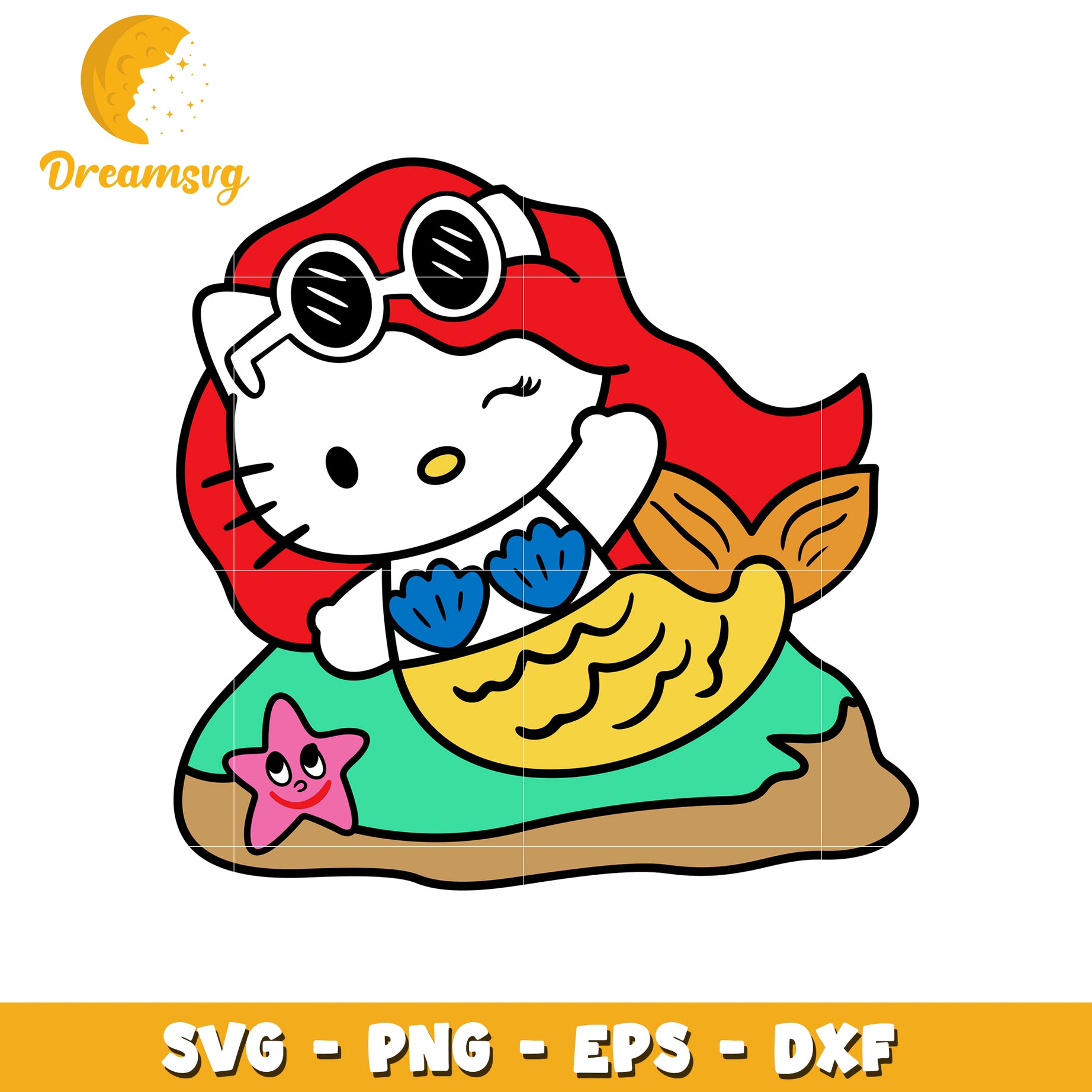 Hello Kitty Mermaid SVG PNG EPS DXF Cut File