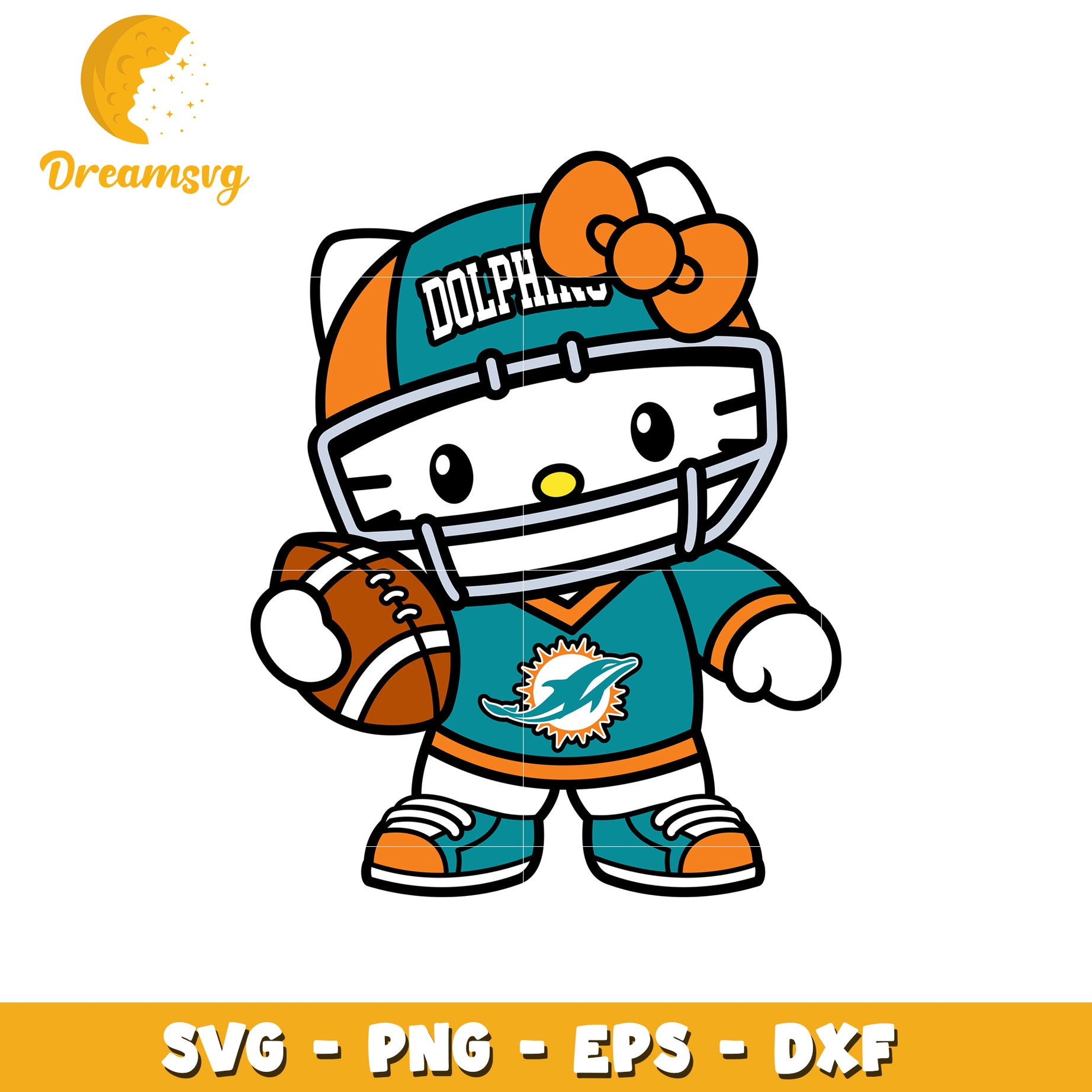 Hello Kitty Miami Dolphins SVG PNG EPS DXF