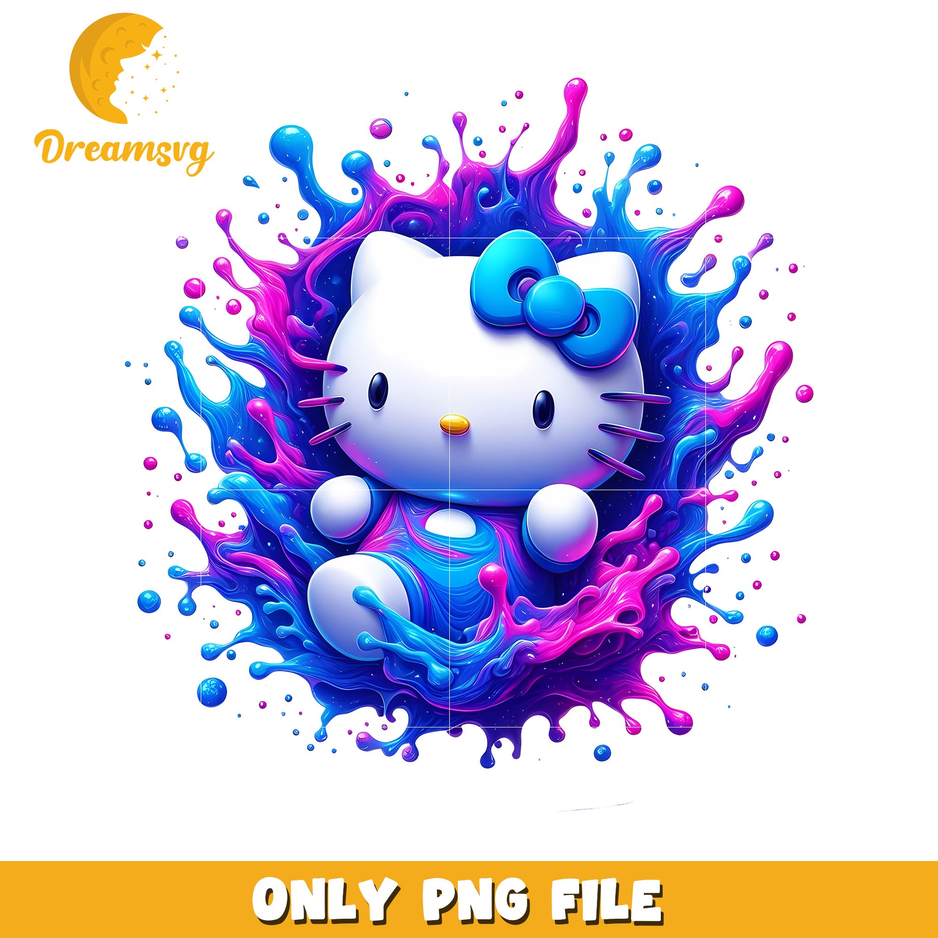 Hello Kitty PNG Blue Pink Splash Art