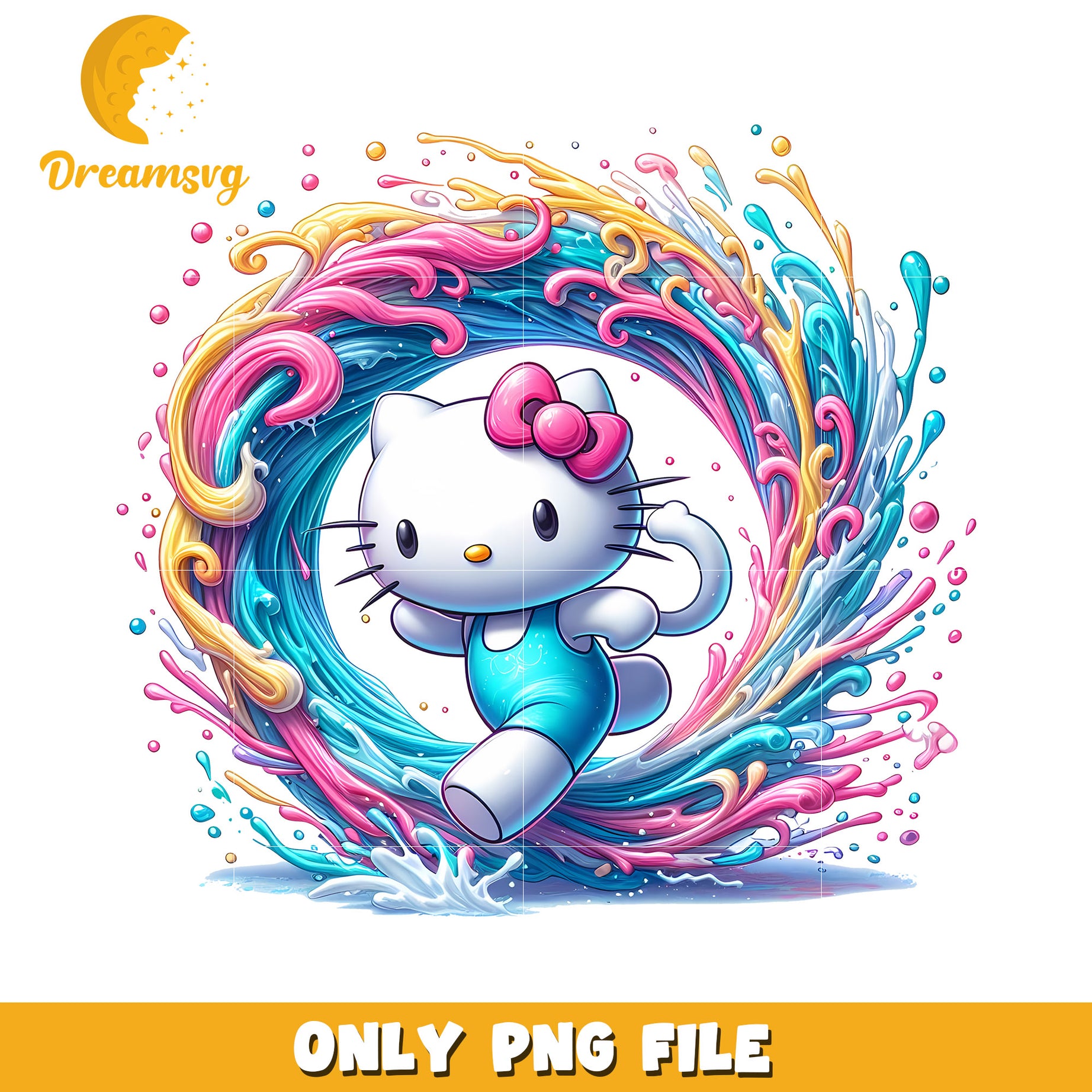 Hello Kitty PNG Colorful Splash Art