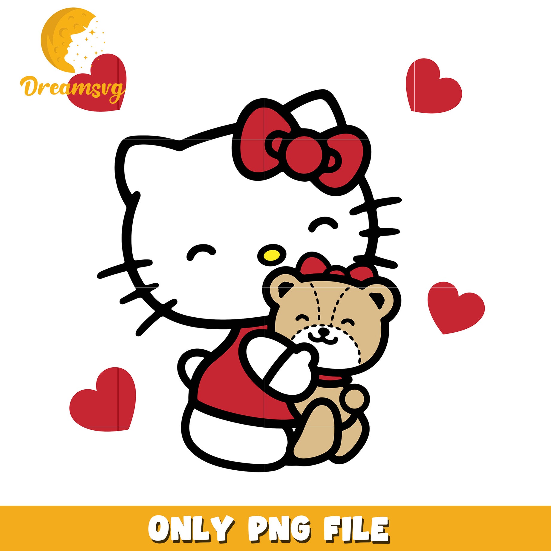 Hello Kitty PNG Cute Bear Hug – DreamSVG Store