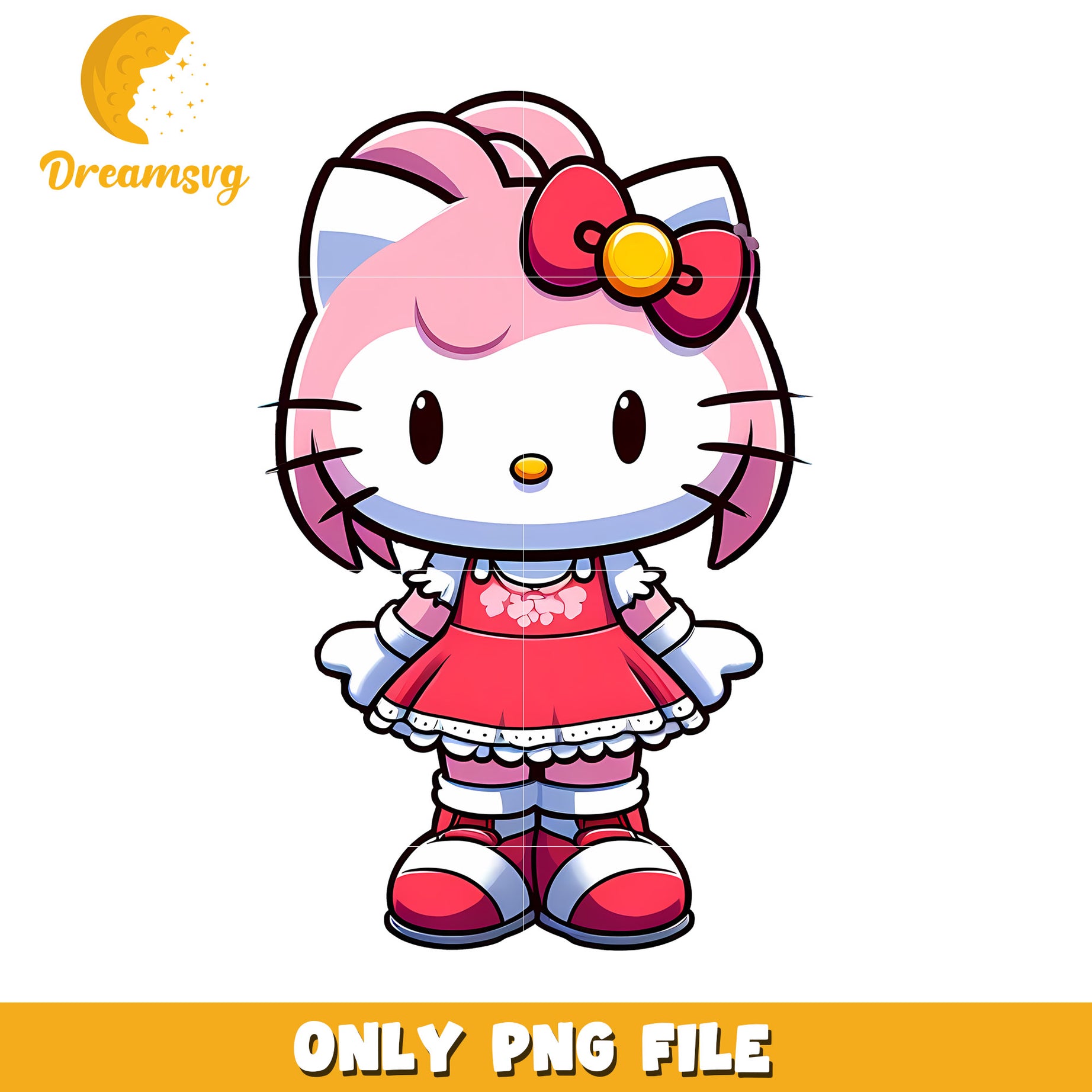 Hello Kitty PNG Cute Red Dress Design