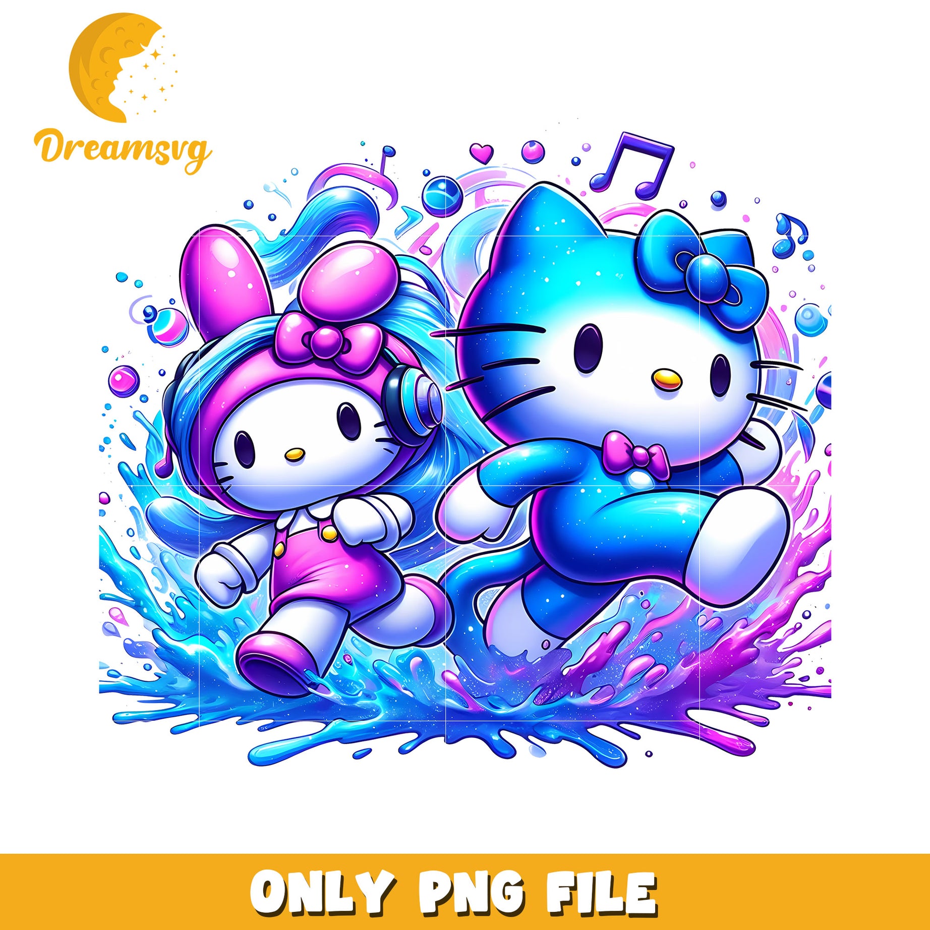 Hello Kitty PNG DJ Duo Splash Art
