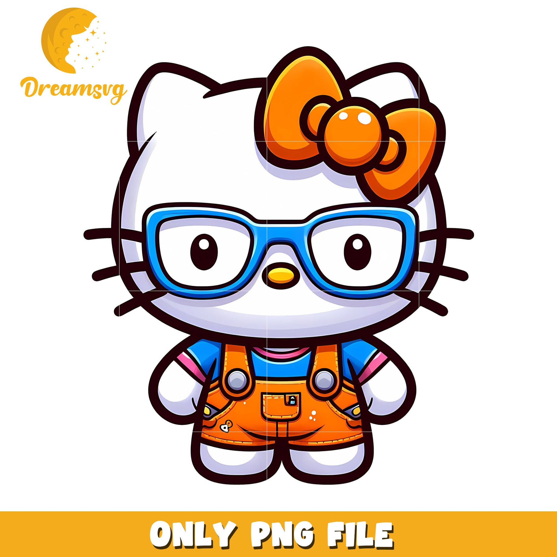 Hello Kitty PNG Glasses & Overalls