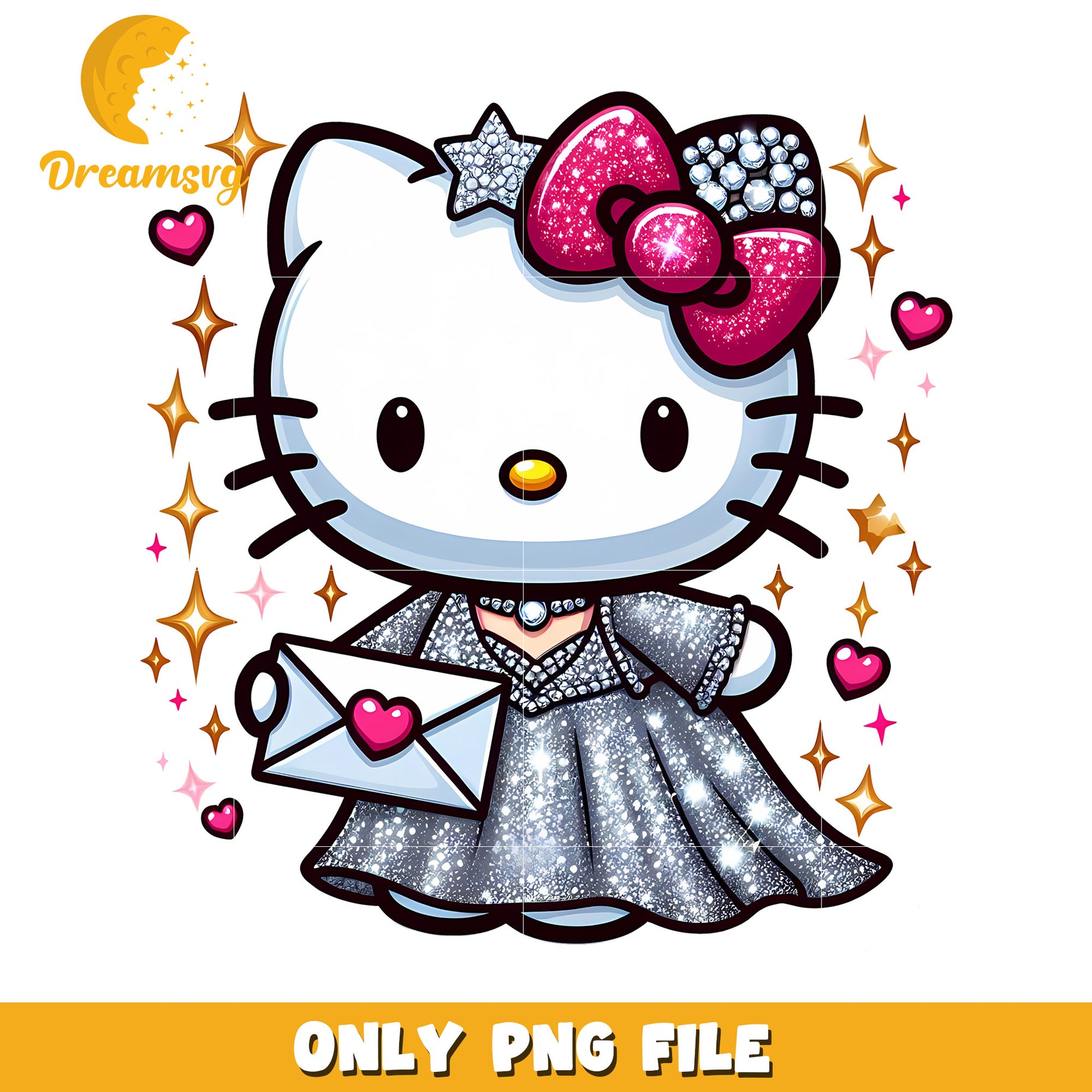 Hello Kitty PNG Glitter Dress Design