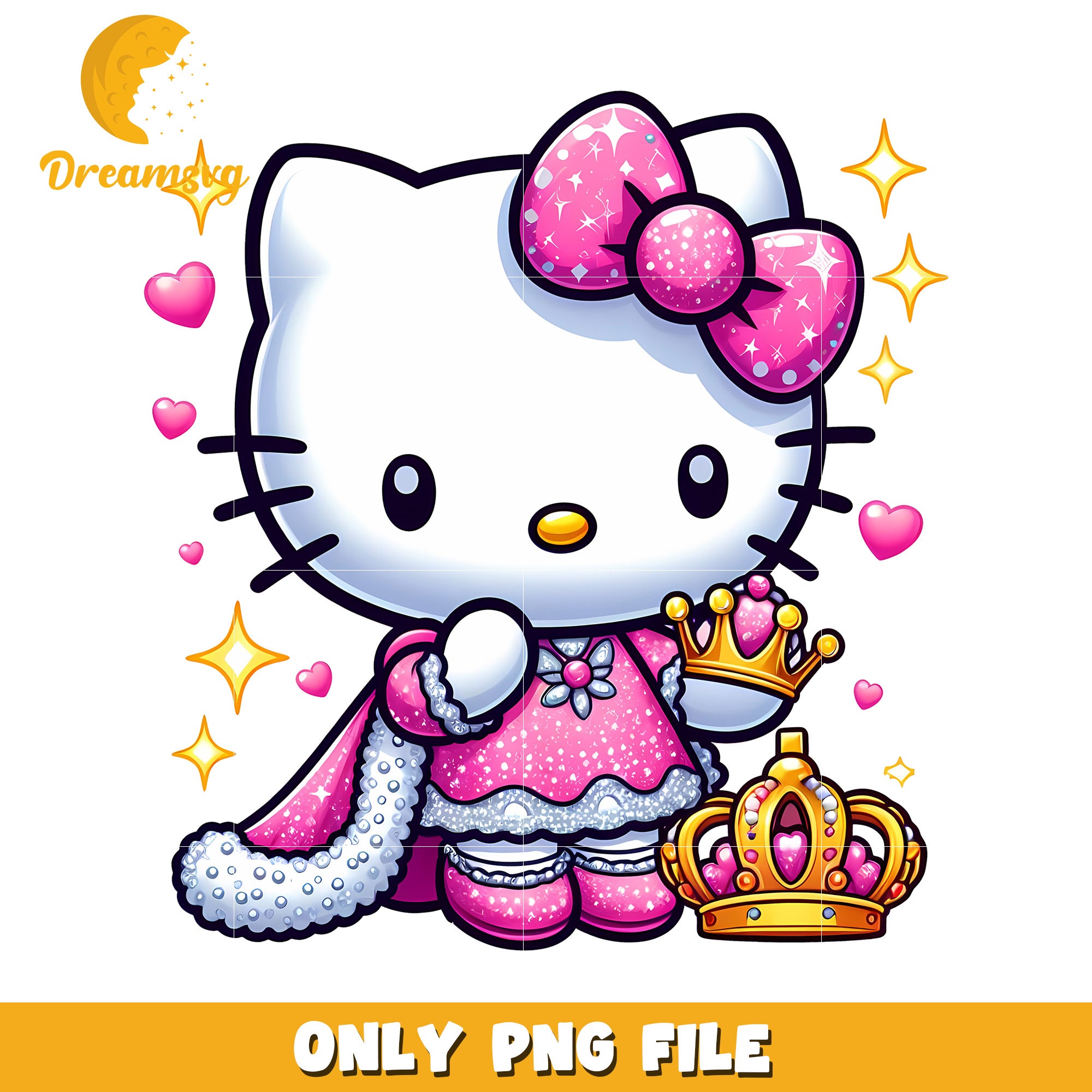 Hello Kitty PNG Glitter Queen Design – DreamSVG Store