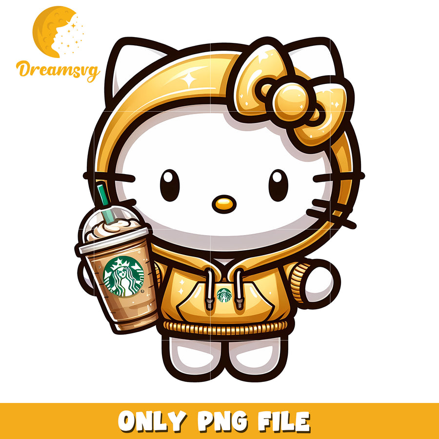 Hello Kitty PNG Gold Hoodie Starbucks