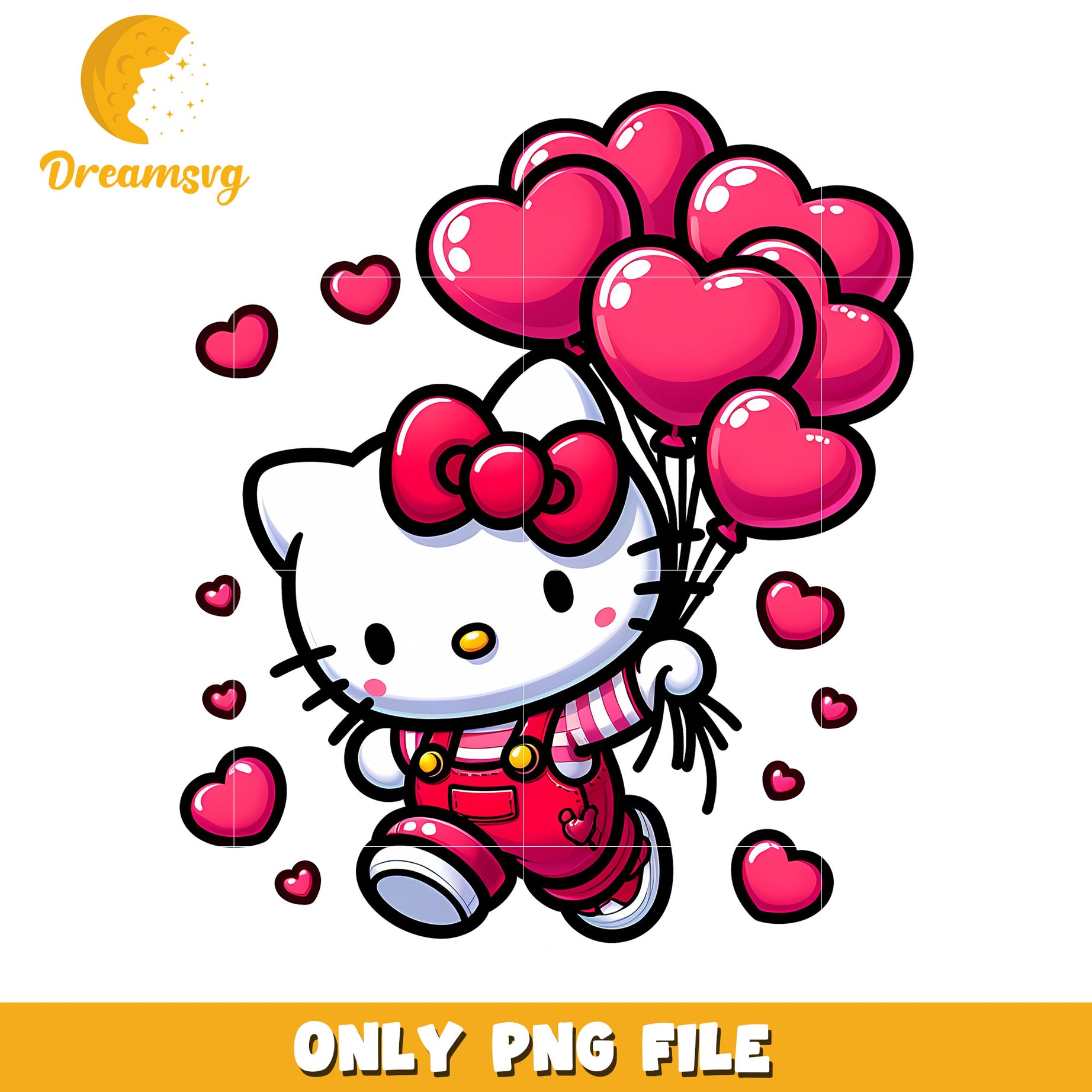 Hello Kitty PNG Heart Balloons Clipart