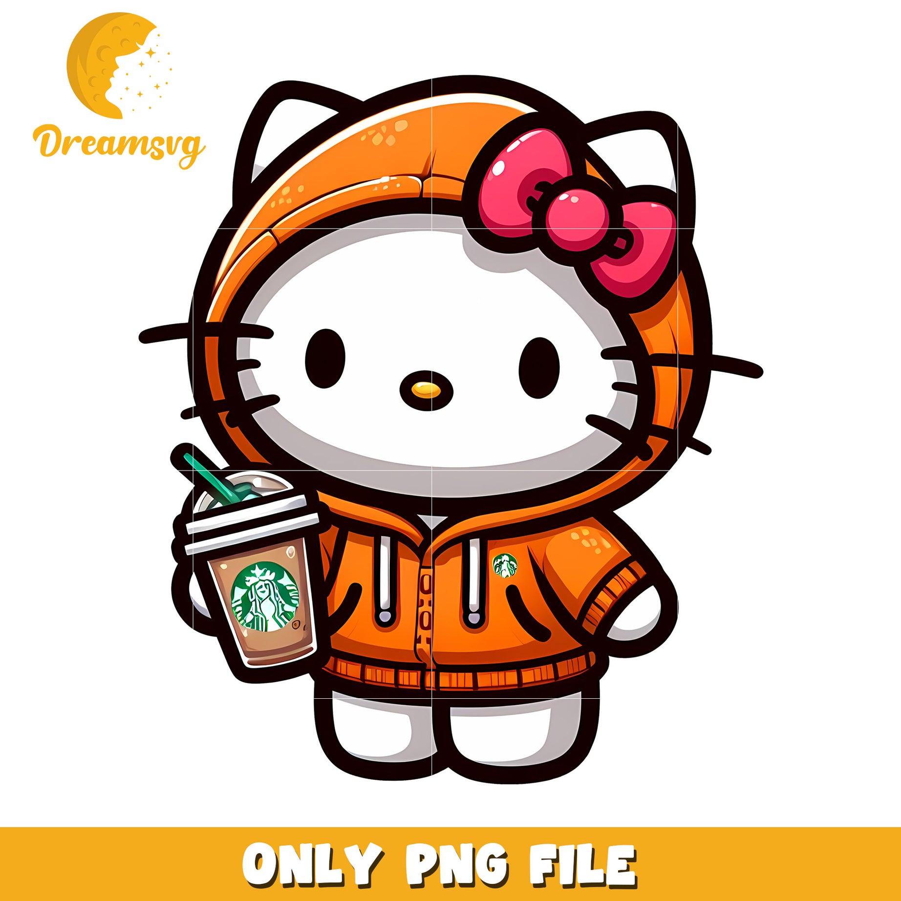 Hello Kitty PNG Orange Hoodie Starbucks
