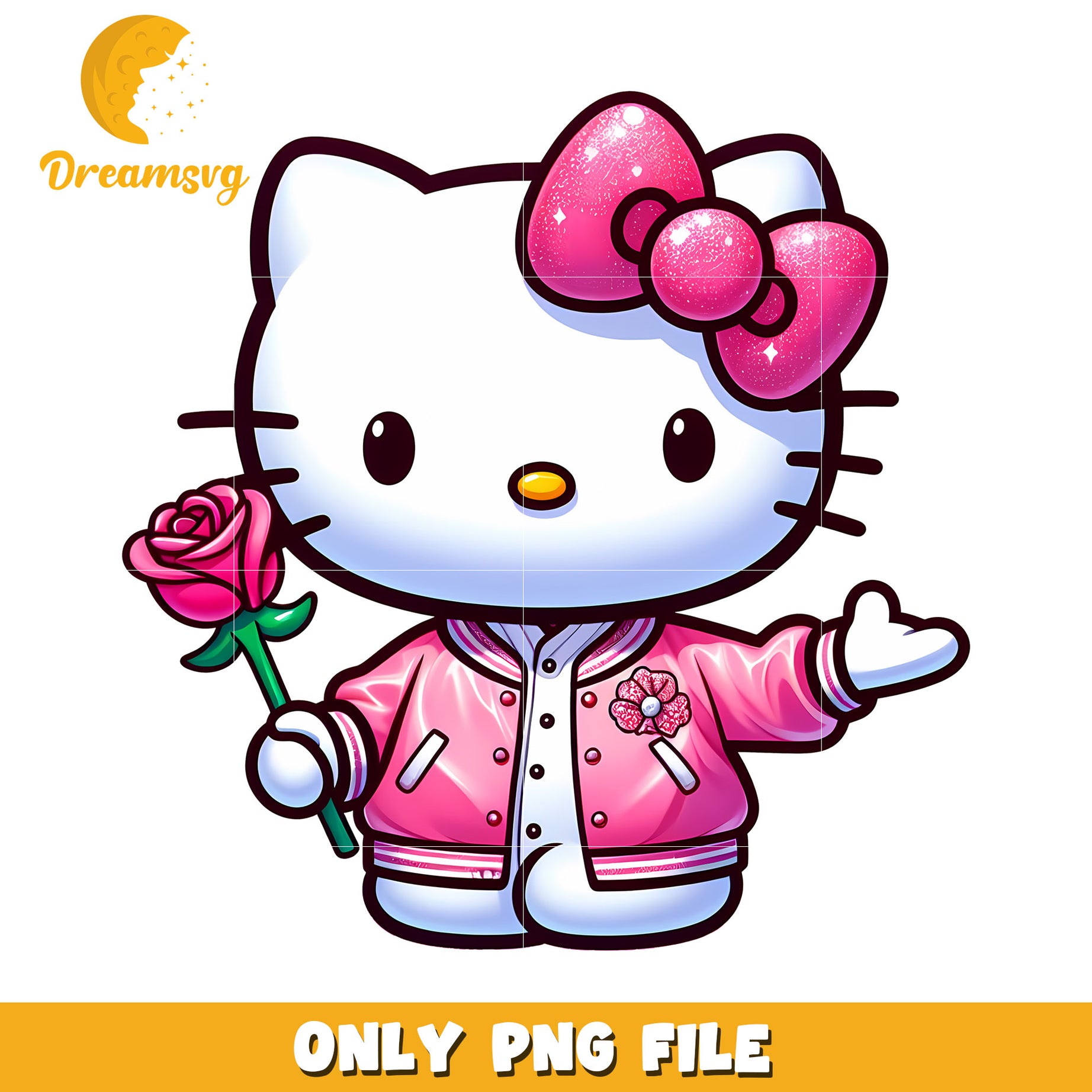 Hello Kitty PNG Pink Jacket & Rose