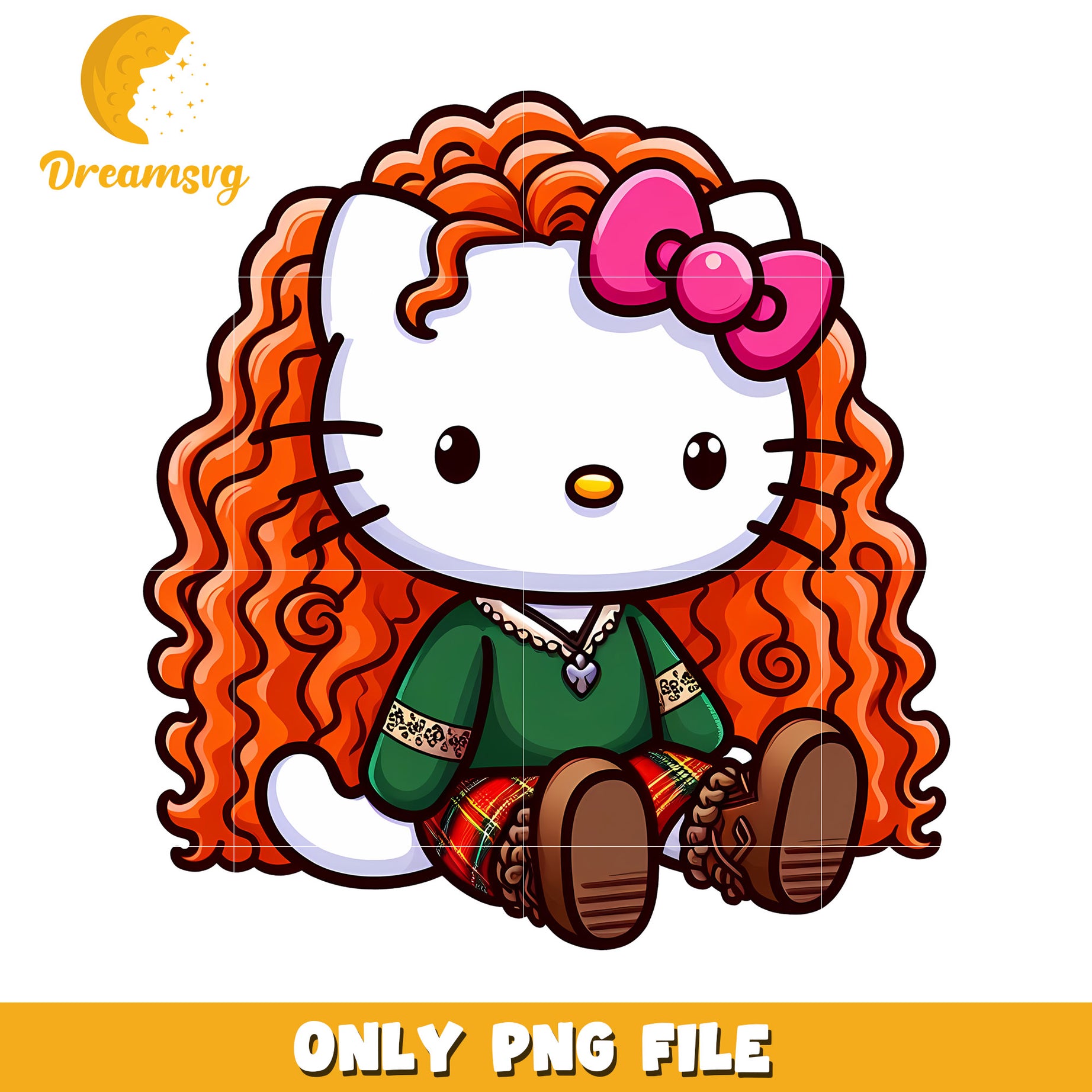 Hello Kitty PNG Red Hair Merida Style
