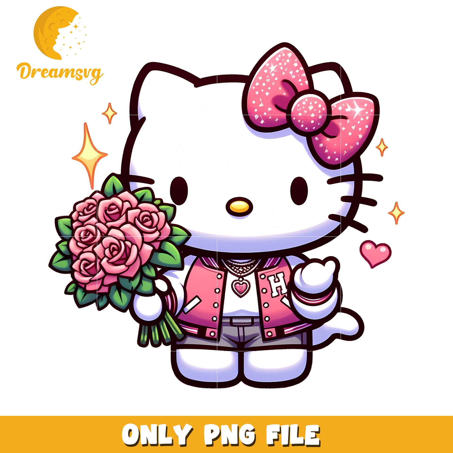 Hello Kitty Holding Roses Hello Kitty PNG Roses & Varsity Jacket – DreamSVG Store
