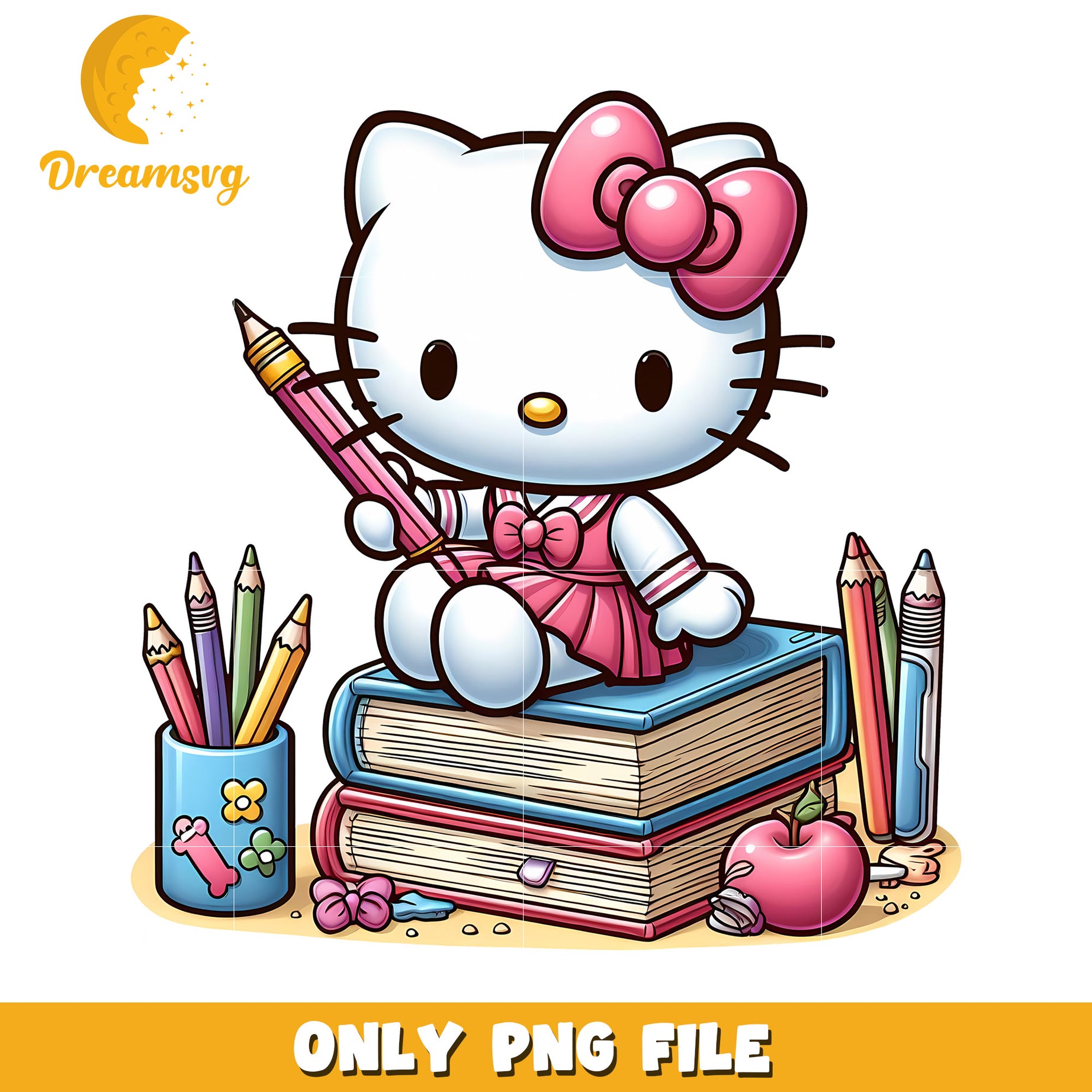 Hello Kitty PNG School Girl with Books