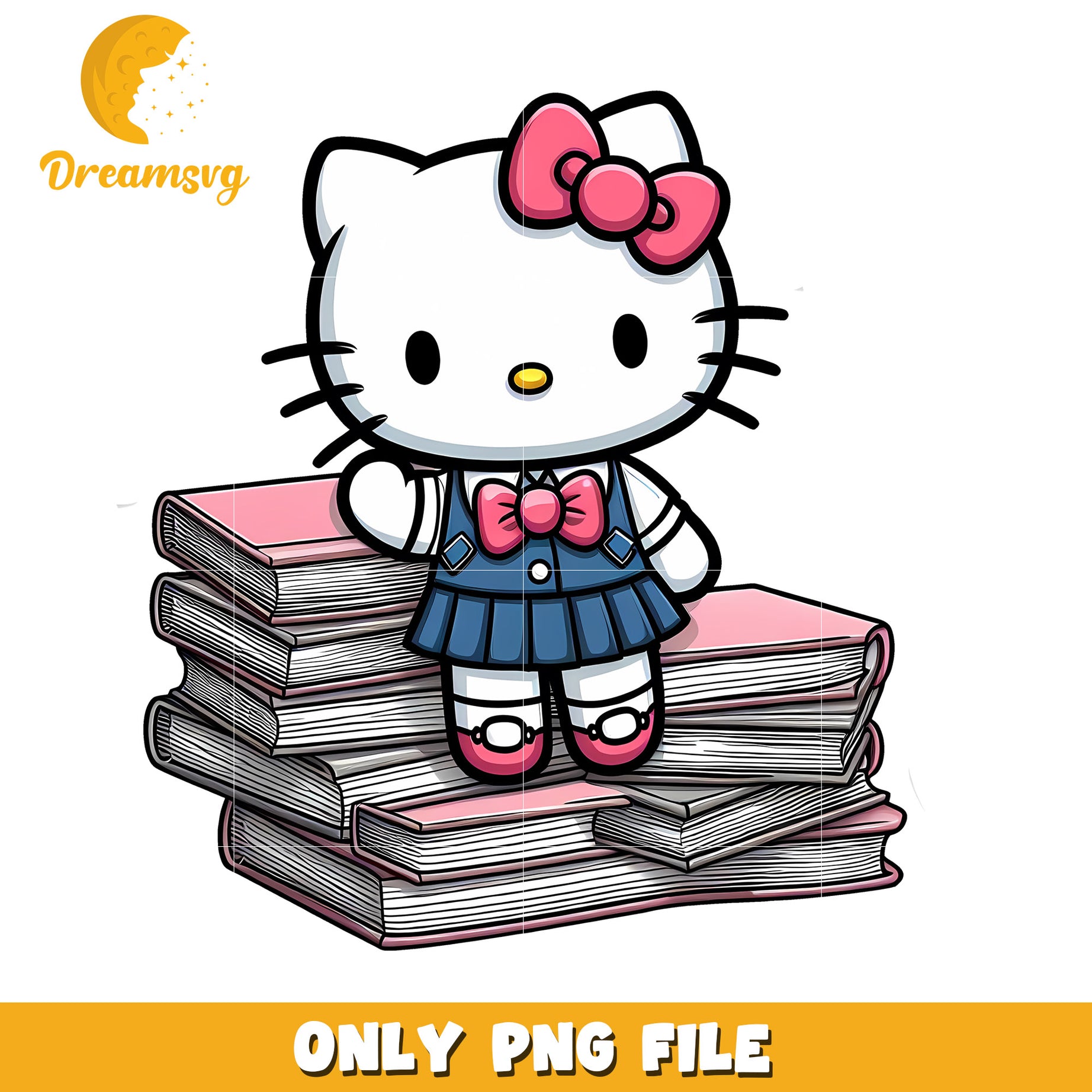 Hello Kitty PNG Schoolgirl with Books