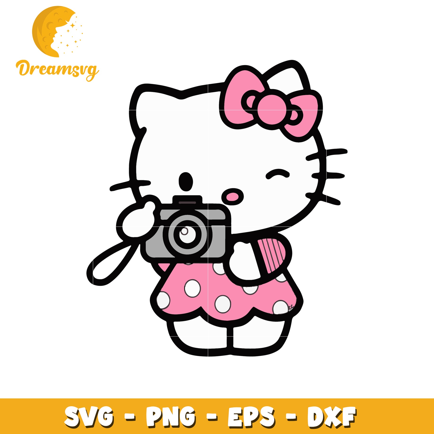 Hello Kitty Photographer SVG PNG EPS DXF