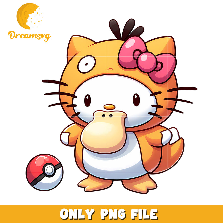 Hello Kitty Psyduck PNG Cute Cartoon