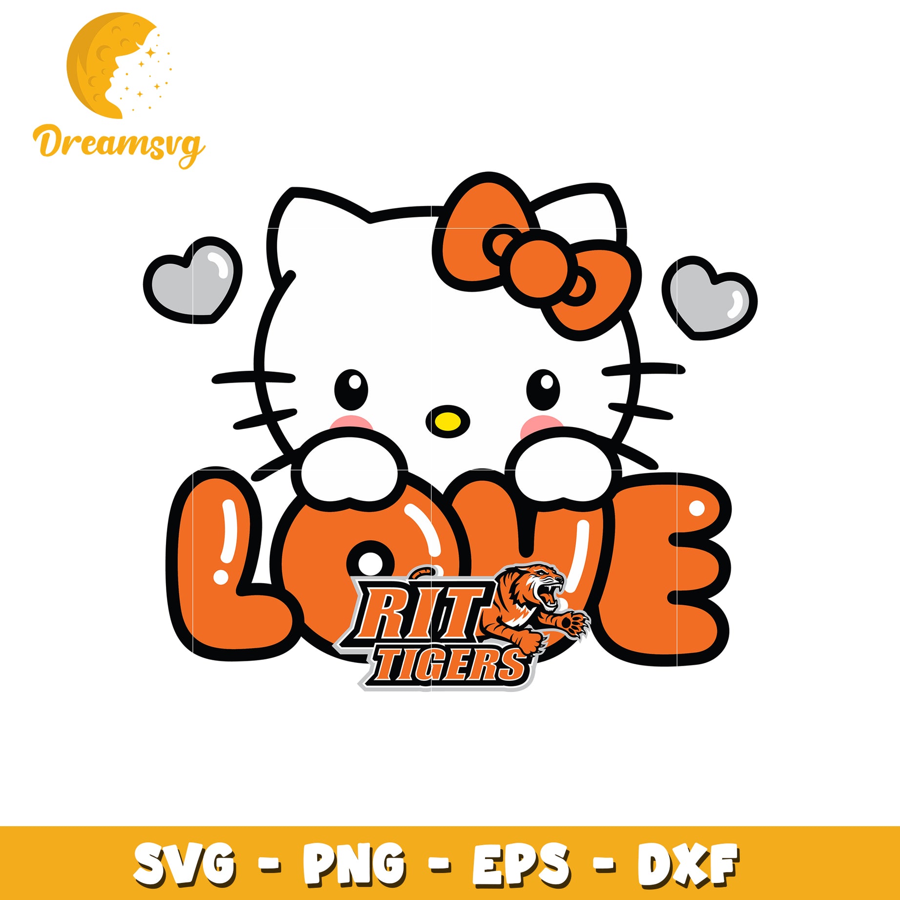 Hello Kitty RIT Tigers Love SVG