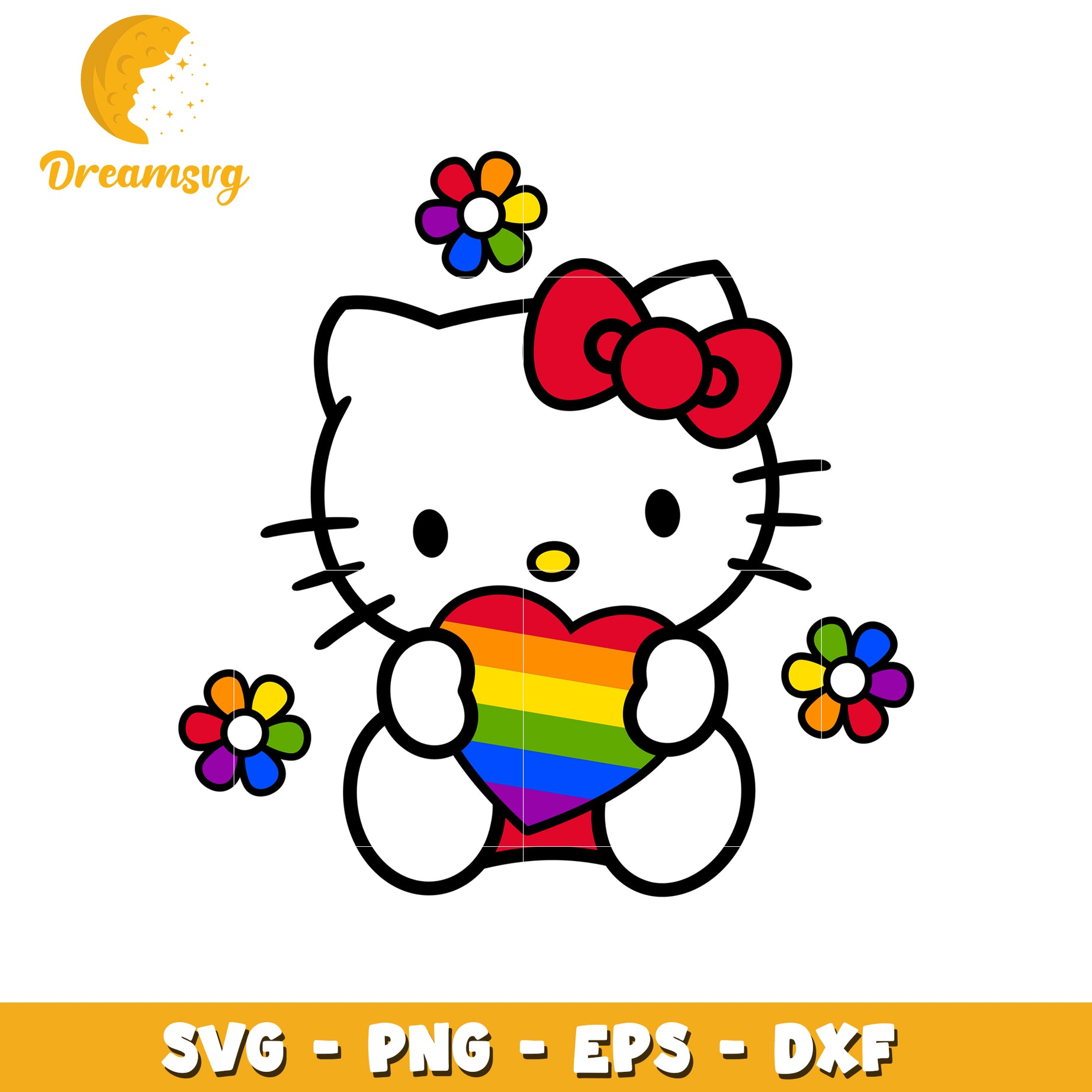 Hello Kitty Rainbow Heart SVG PNG EPS DXF